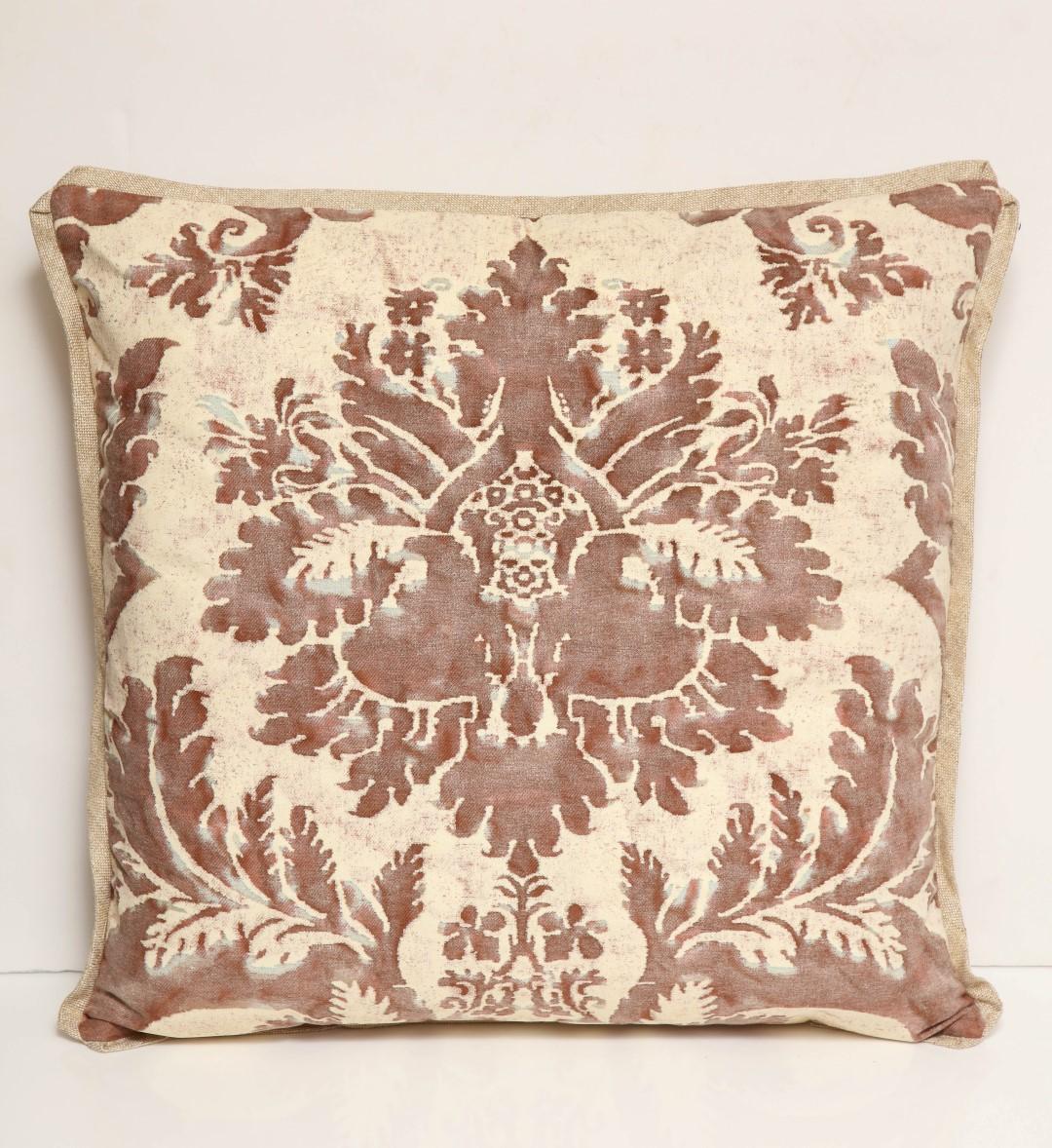 Pair of Fortuny Fabric Cushions in the Glicine Pattern 1