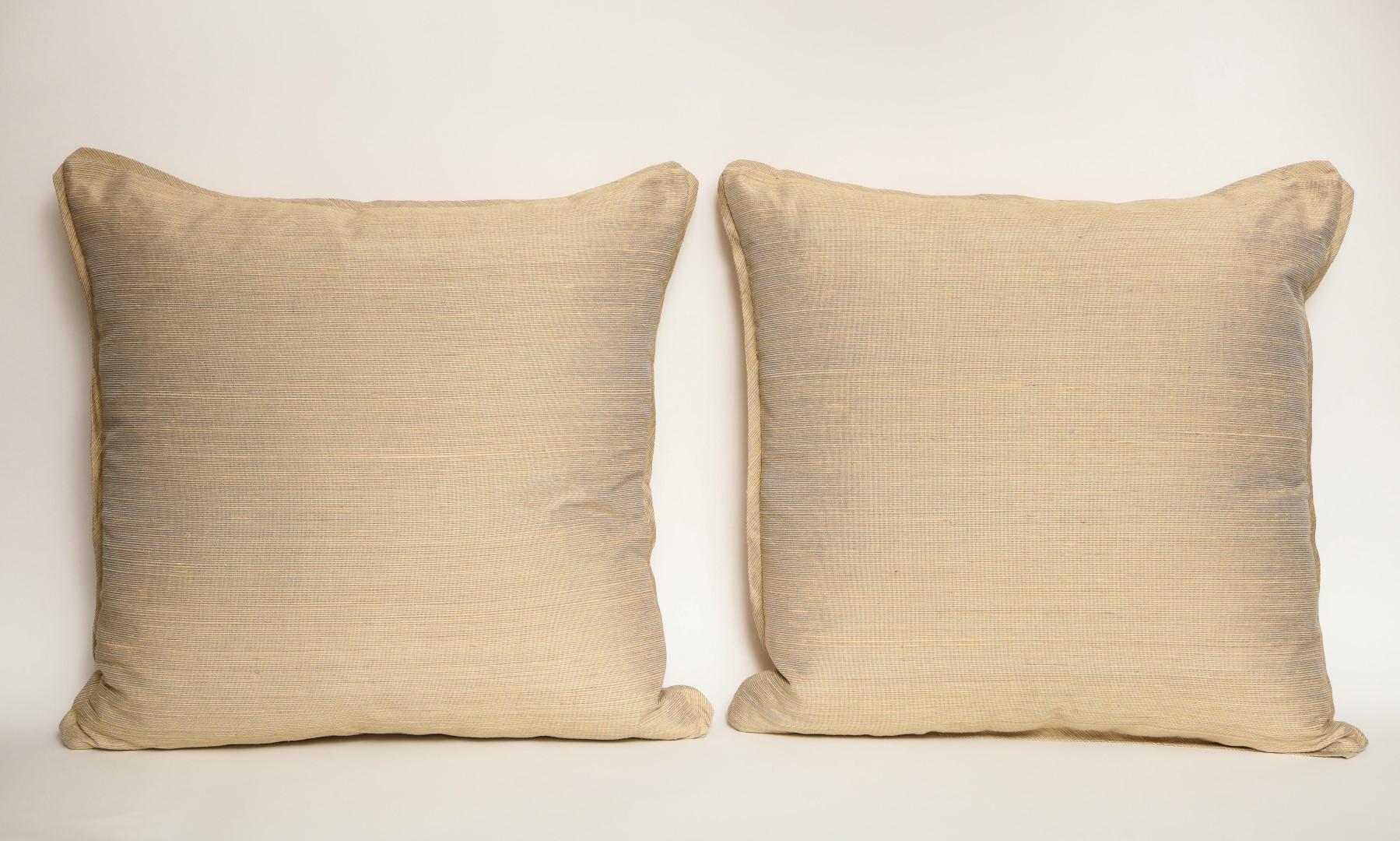 Cotton Pair of Fortuny Fabric Cushions in the Impero Pattern