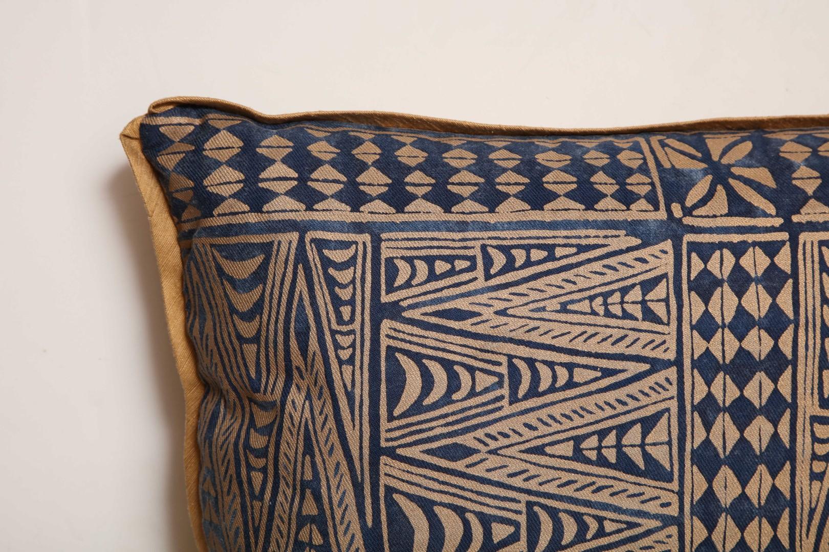 American Pair of Fortuny Fabric Cushions in the Melilla Pattern 