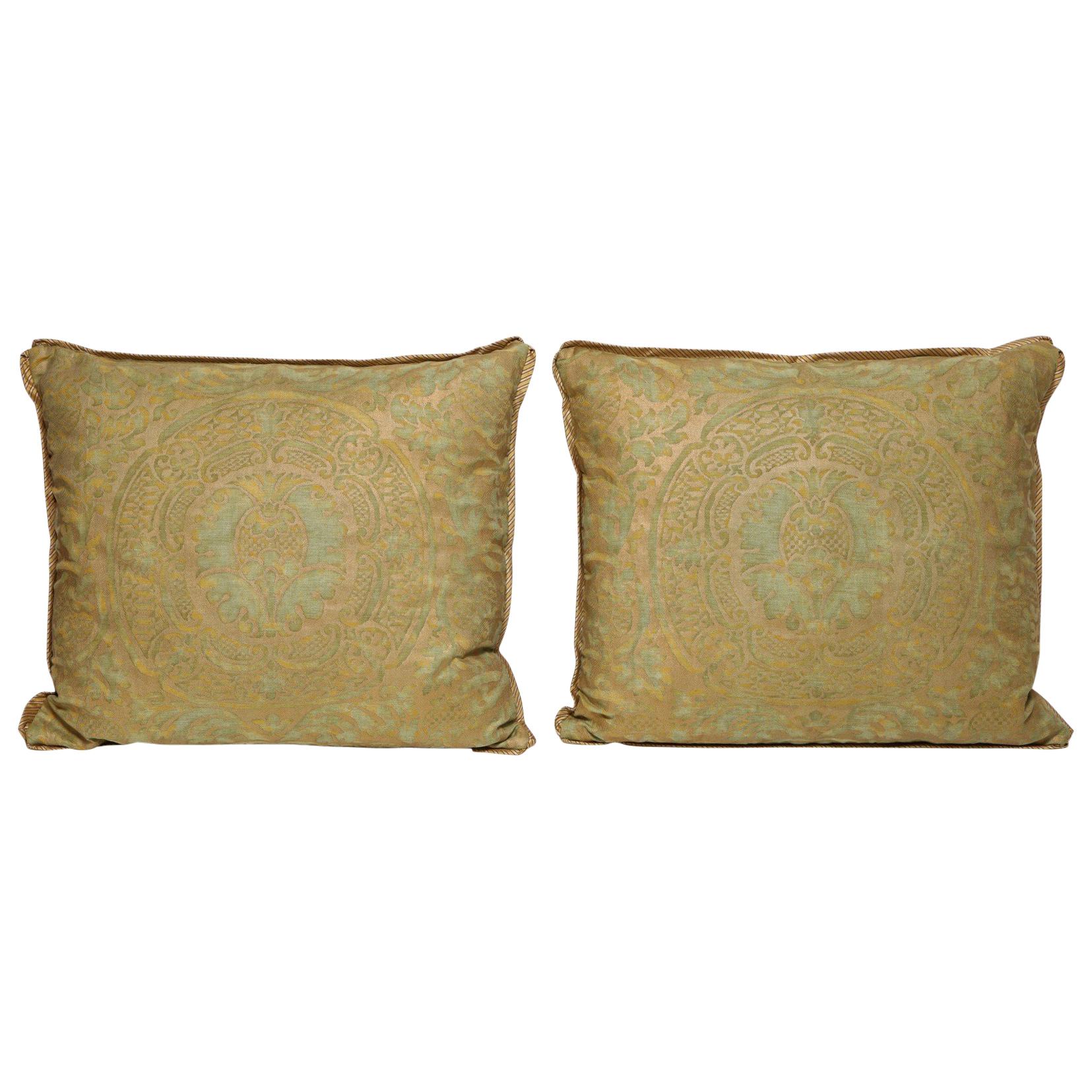 Pair of Fortuny Fabric Cushions in the Orsini Pattern 