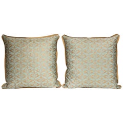 Pair of Fortuny Fabric Cushions in the Richilieu Pattern