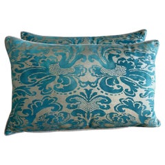Pair of Fortuny Patterned Pillows with Solid Chenille Backs by Melissa Levinson