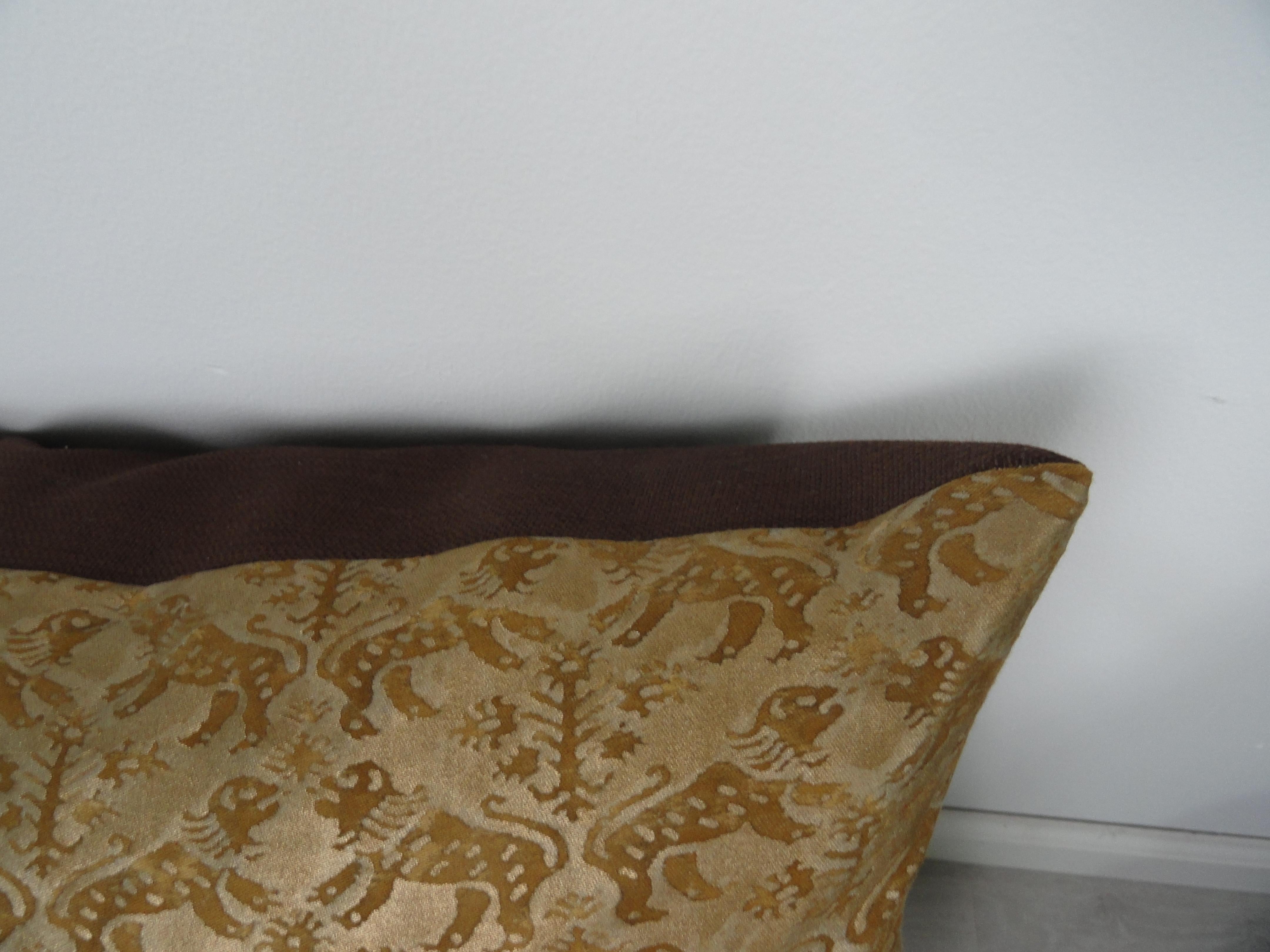 Pair of fortuny pillows. Down filled. Back is a brown cotton. Measures: 24