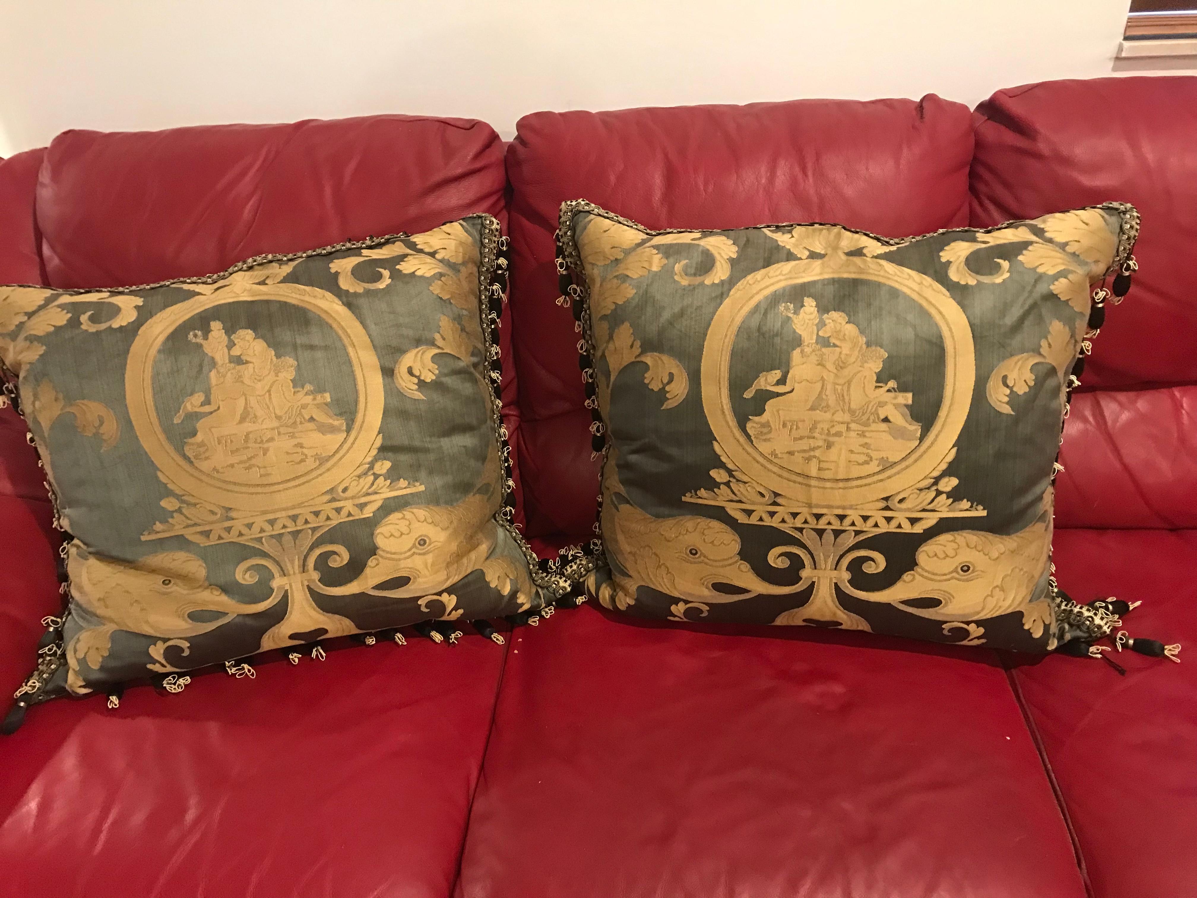 Beautiful pair of Fortuny pillows.