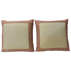 Pair of Fortuny Pink Tapa Border Decorative Pillows