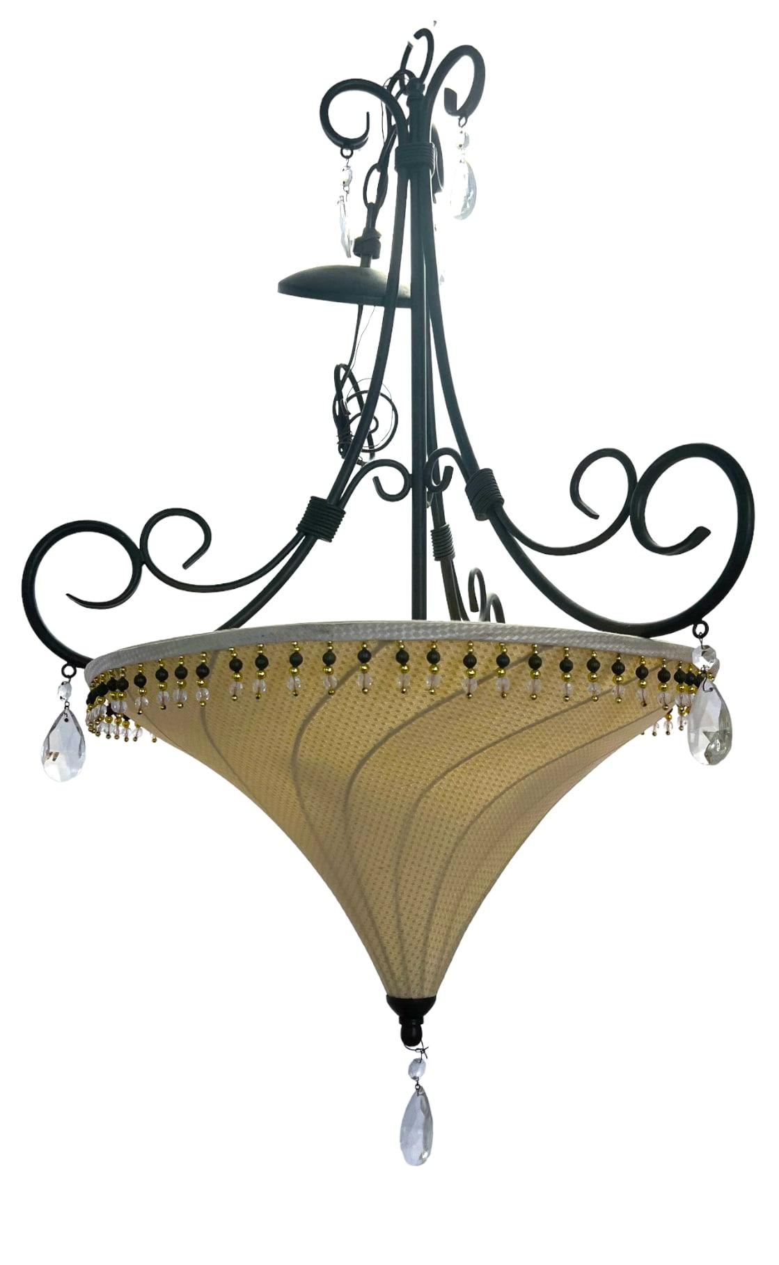 Paire de lampes suspendues en tissu de style néo-Vénitien de Fortuny Bon état - En vente à North Palm Beach, FL