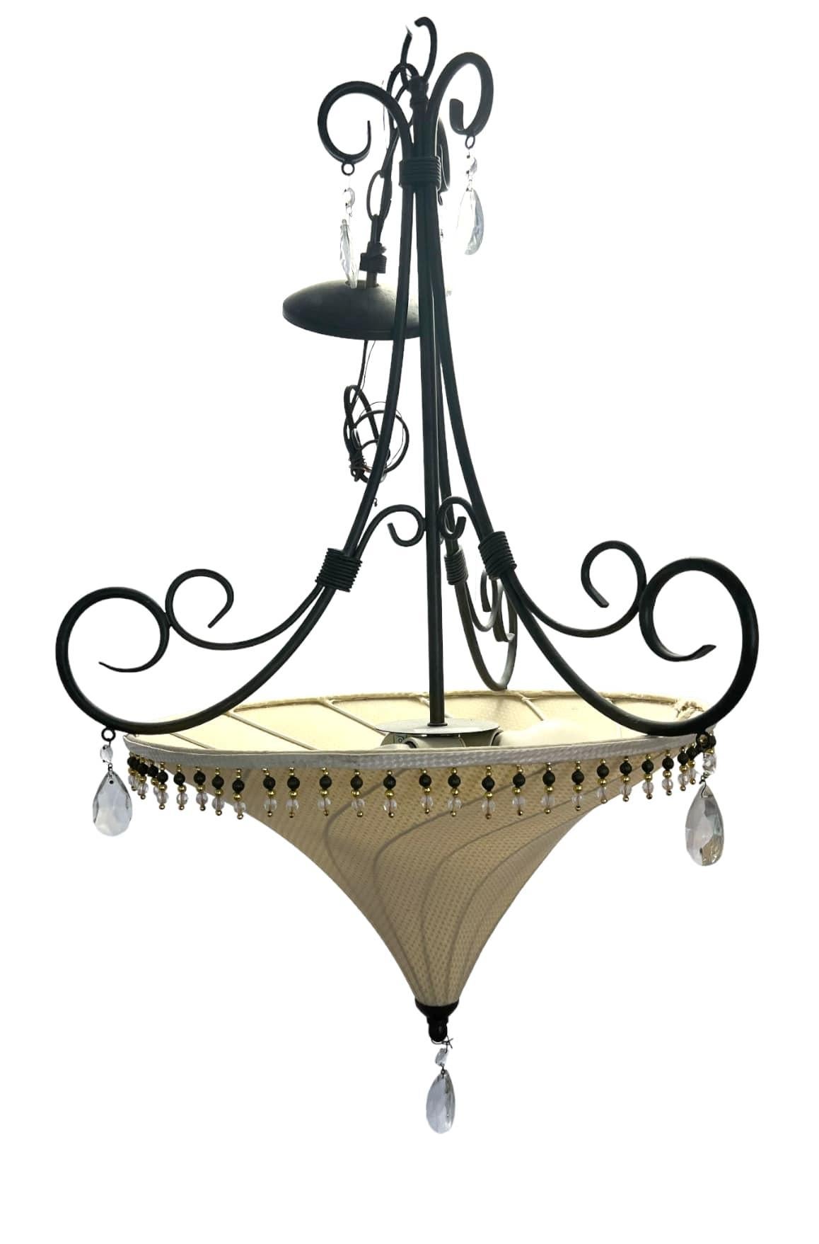 Fin du 20e siècle Paire de lampes suspendues en tissu de style néo-Vénitien de Fortuny en vente