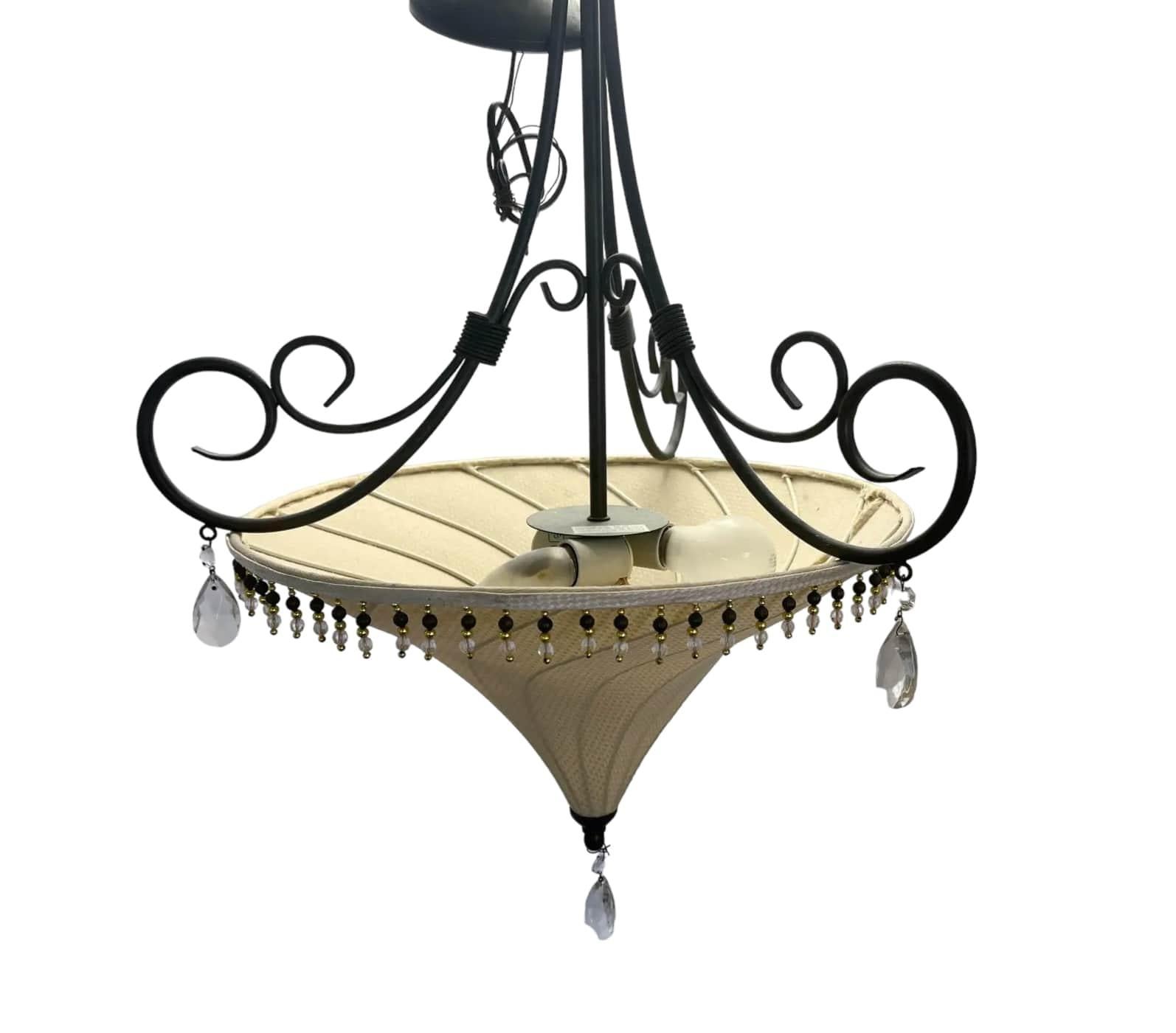 Textile Paire de lampes suspendues en tissu de style néo-Vénitien de Fortuny en vente