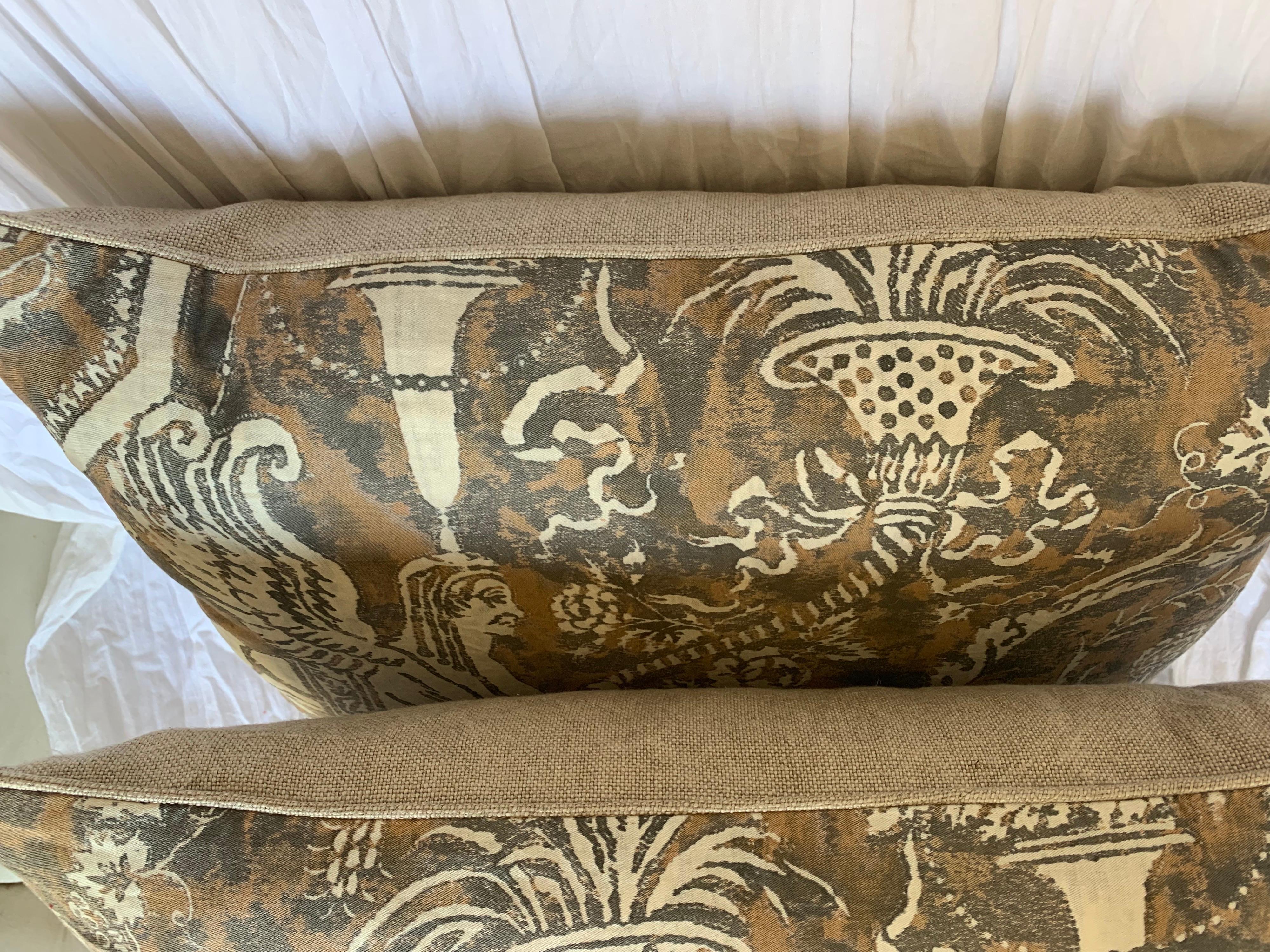 Contemporary Pair of Fortuny Textile Pillows w/ Sphinxes