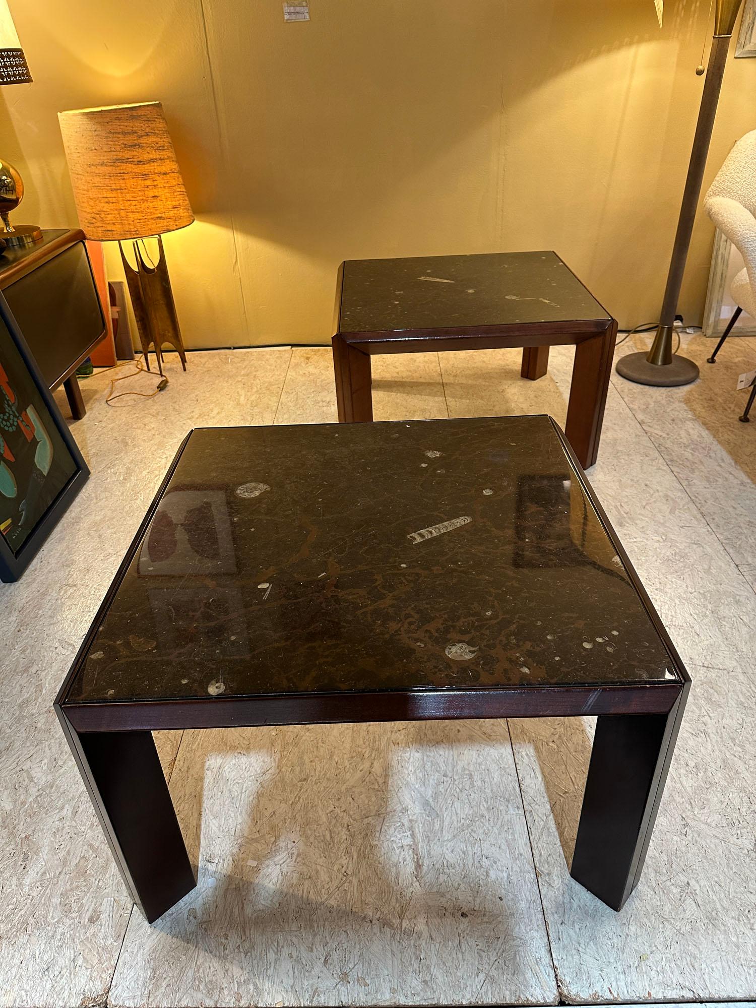 Pair of Fossil Stone Coffee Tables by Ronald Schmitt For Sale 11