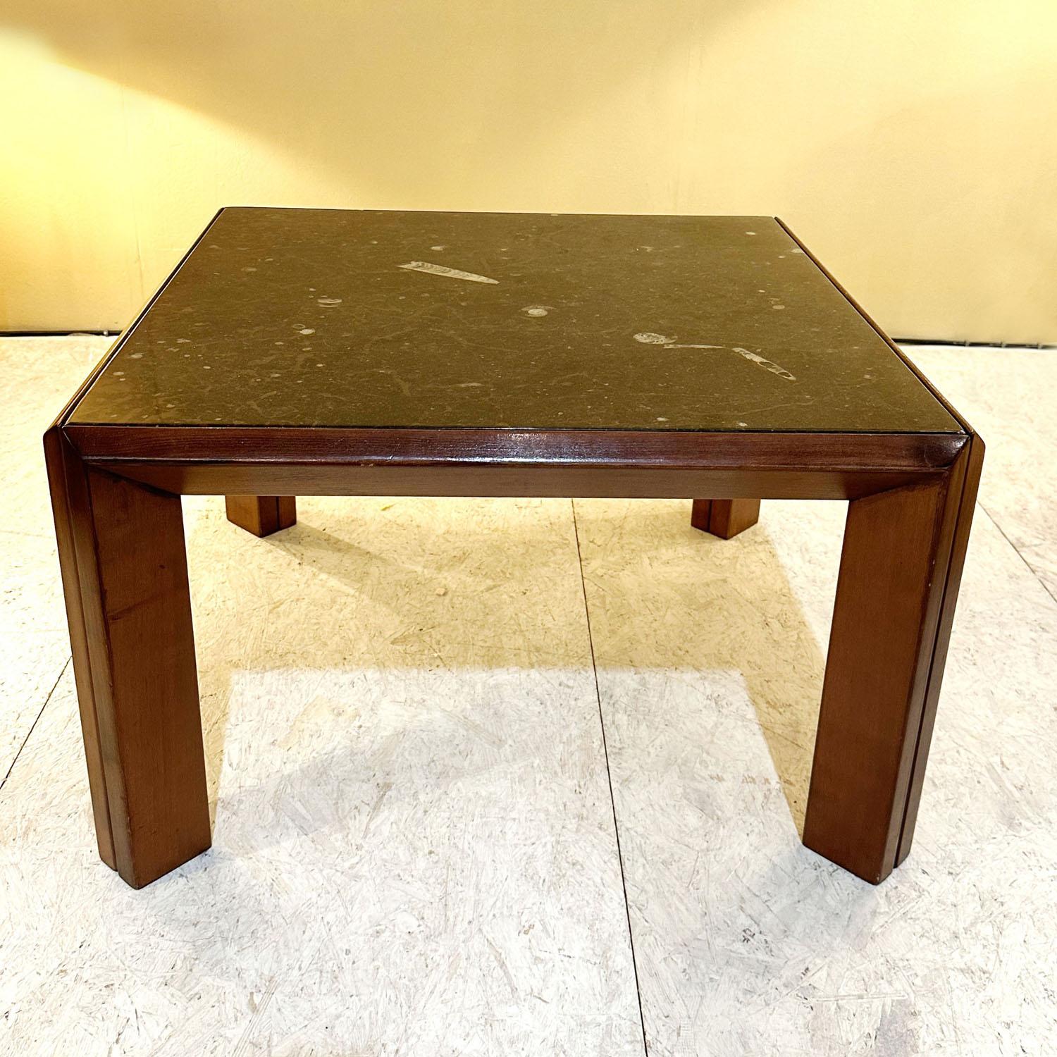 Mid-Century Modern Pair of Fossil Stone Coffee Tables by Ronald Schmitt For Sale