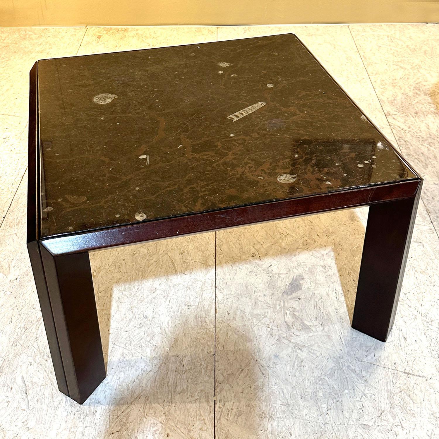 Late 20th Century Pair of Fossil Stone Coffee Tables by Ronald Schmitt For Sale