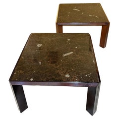 Paire de tables basses en pierre fossile de Ronald Schmitt