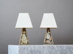 Pair of Fossil Stone Table Lamps by Egon Jakobsson, Sweden, 1970s
