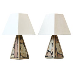 Pair of Fossil Stone Table Lamps by Egon Jakobsson, Sweden, 1970s