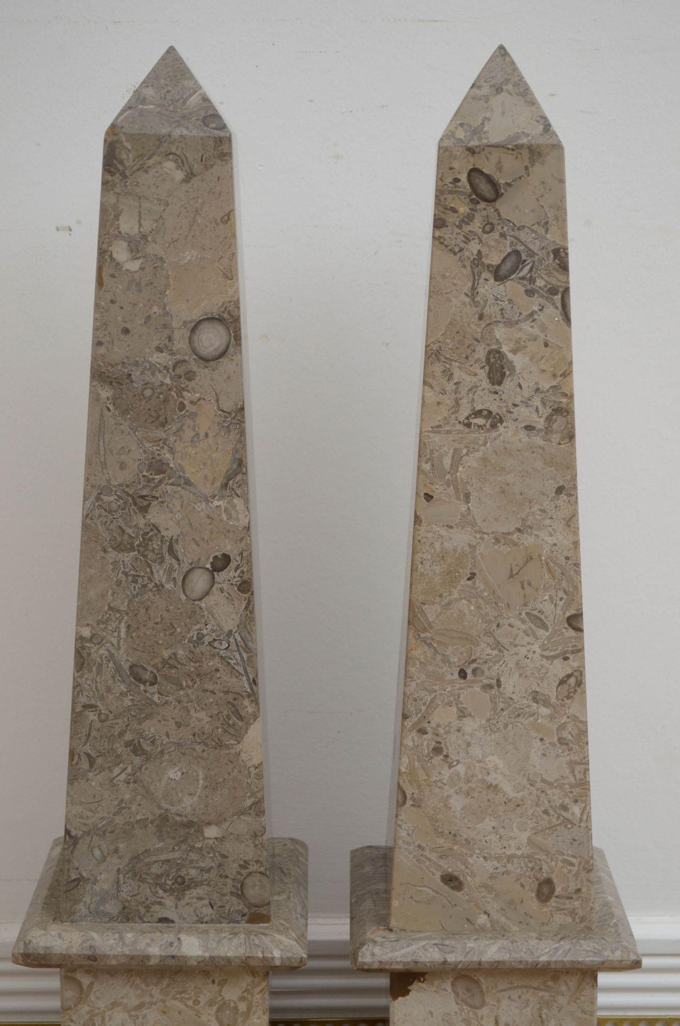 Pair of Fossilised Marble Obelisks 1