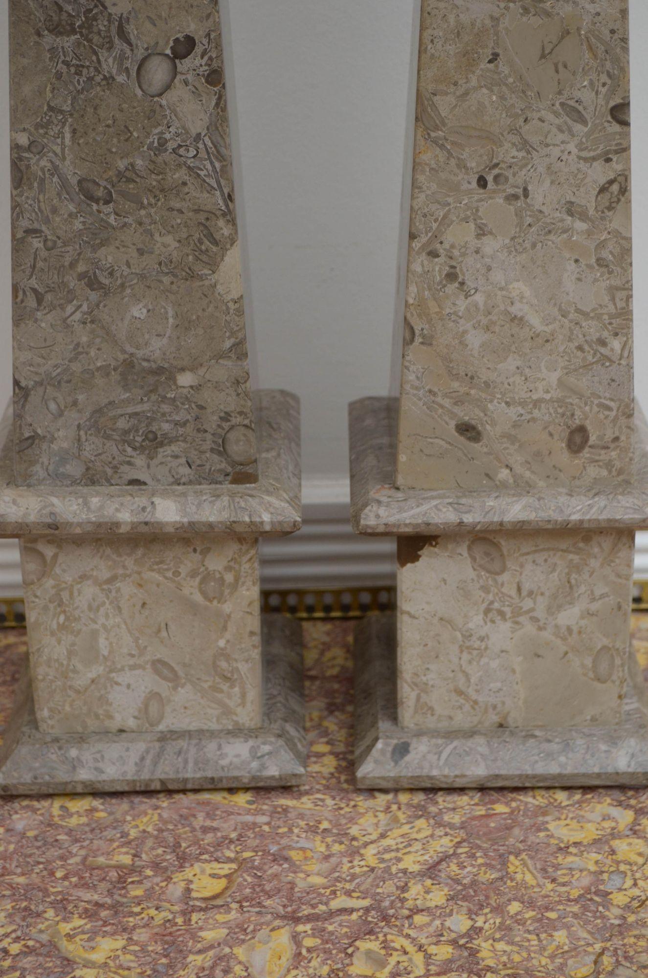 Pair of Fossilised Marble Obelisks 2