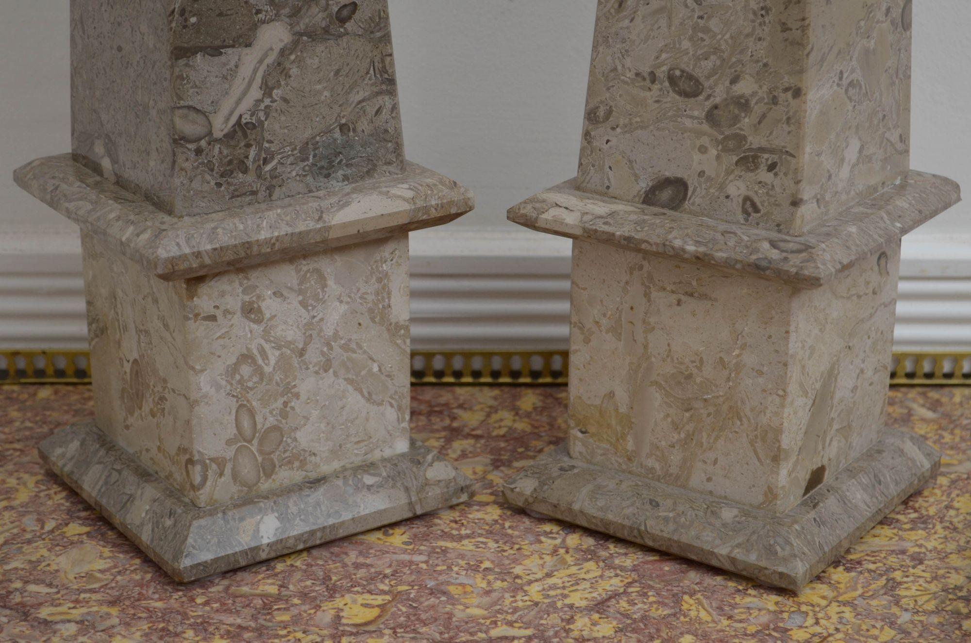 Pair of Fossilised Marble Obelisks 4