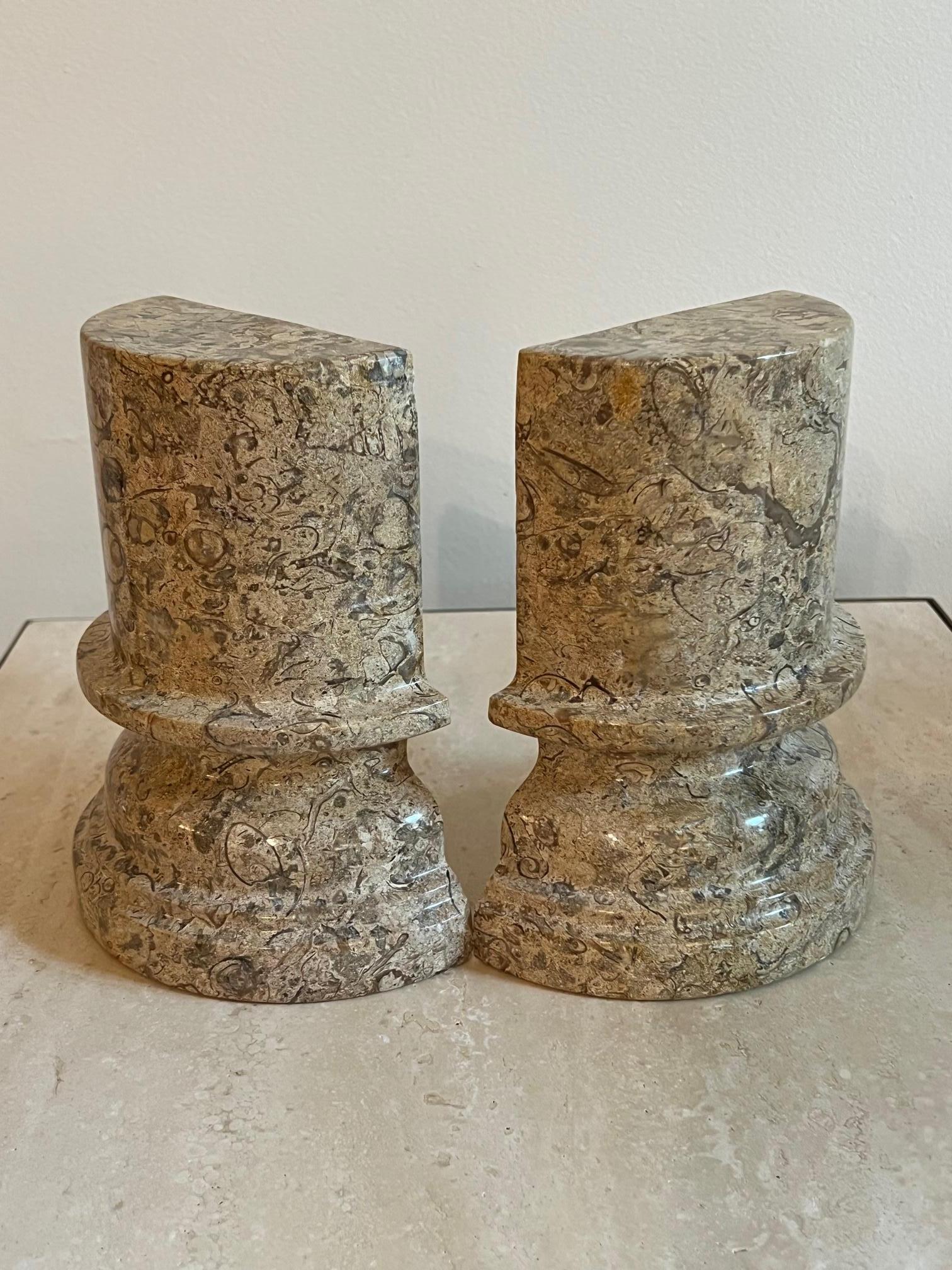 Pair of Fossilized Stone Bookends Italy, Circa. 1980  3
