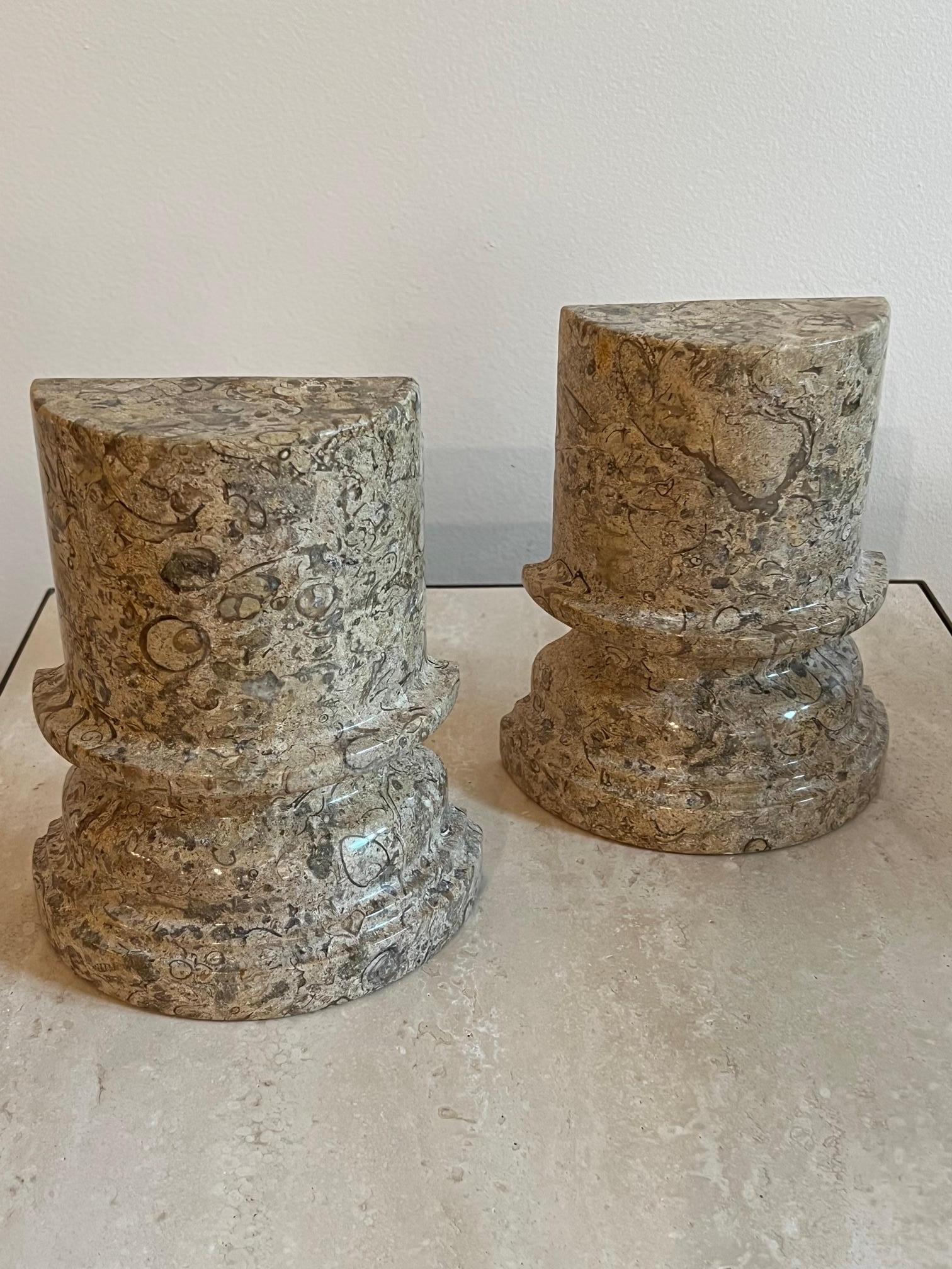 Pair of Fossilized Stone Bookends Italy, Circa. 1980  4