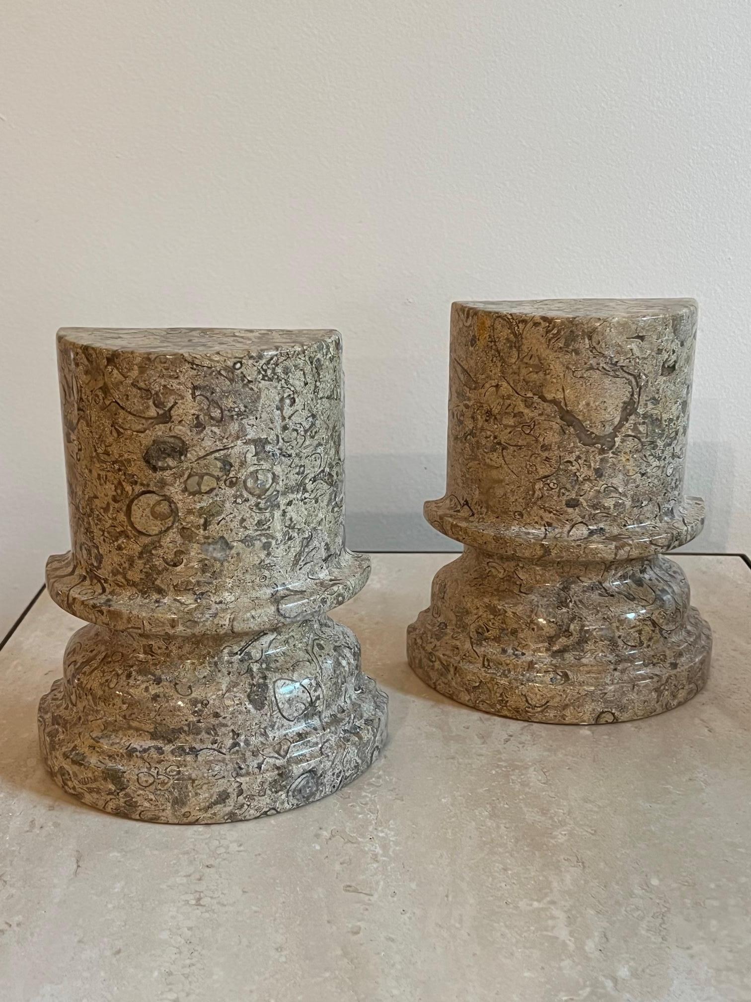 Pair of Fossilized Stone Bookends Italy, Circa. 1980  5