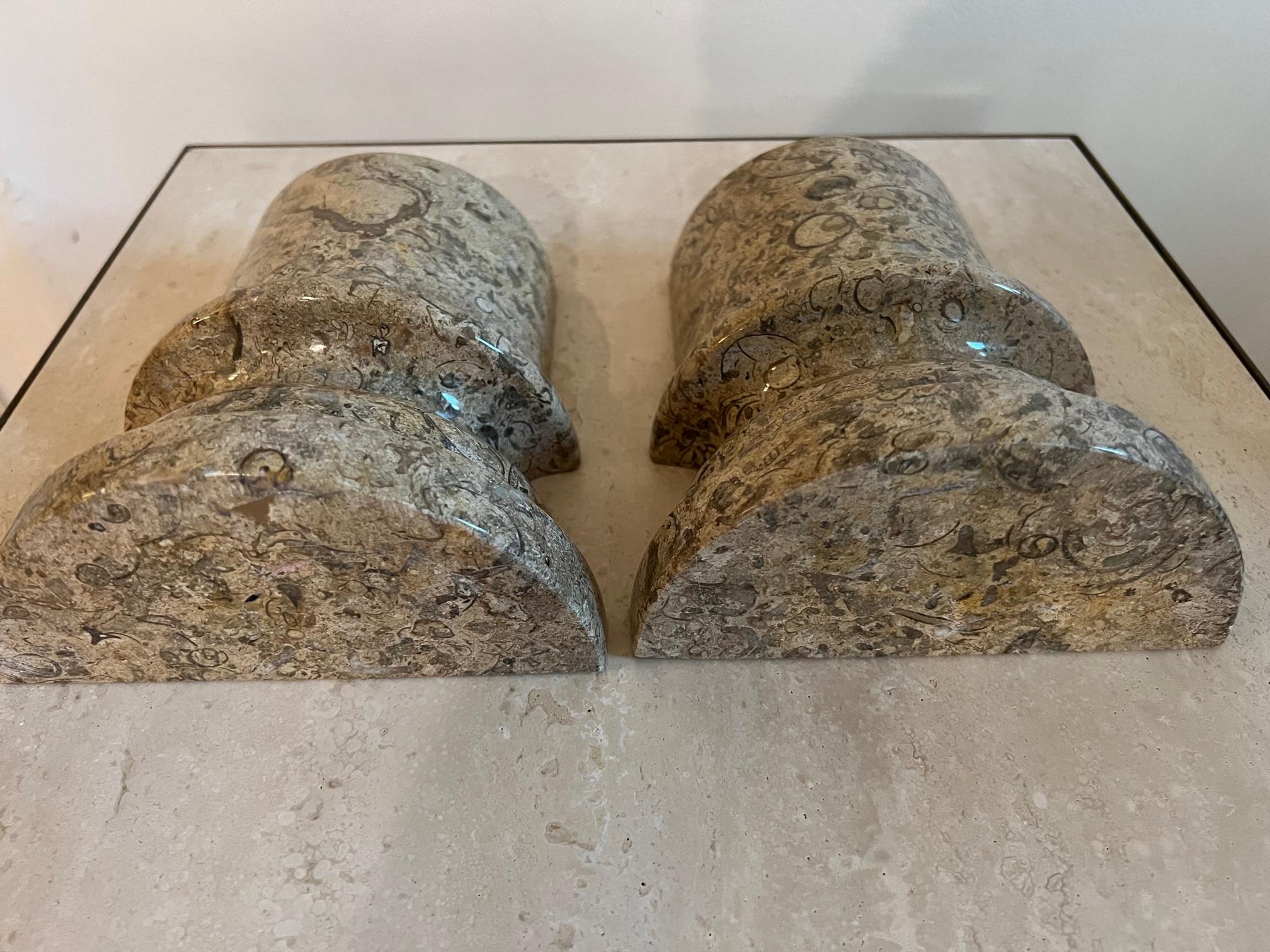 Pair of Fossilized Stone Bookends Italy, Circa. 1980  In Good Condition In New York, NY