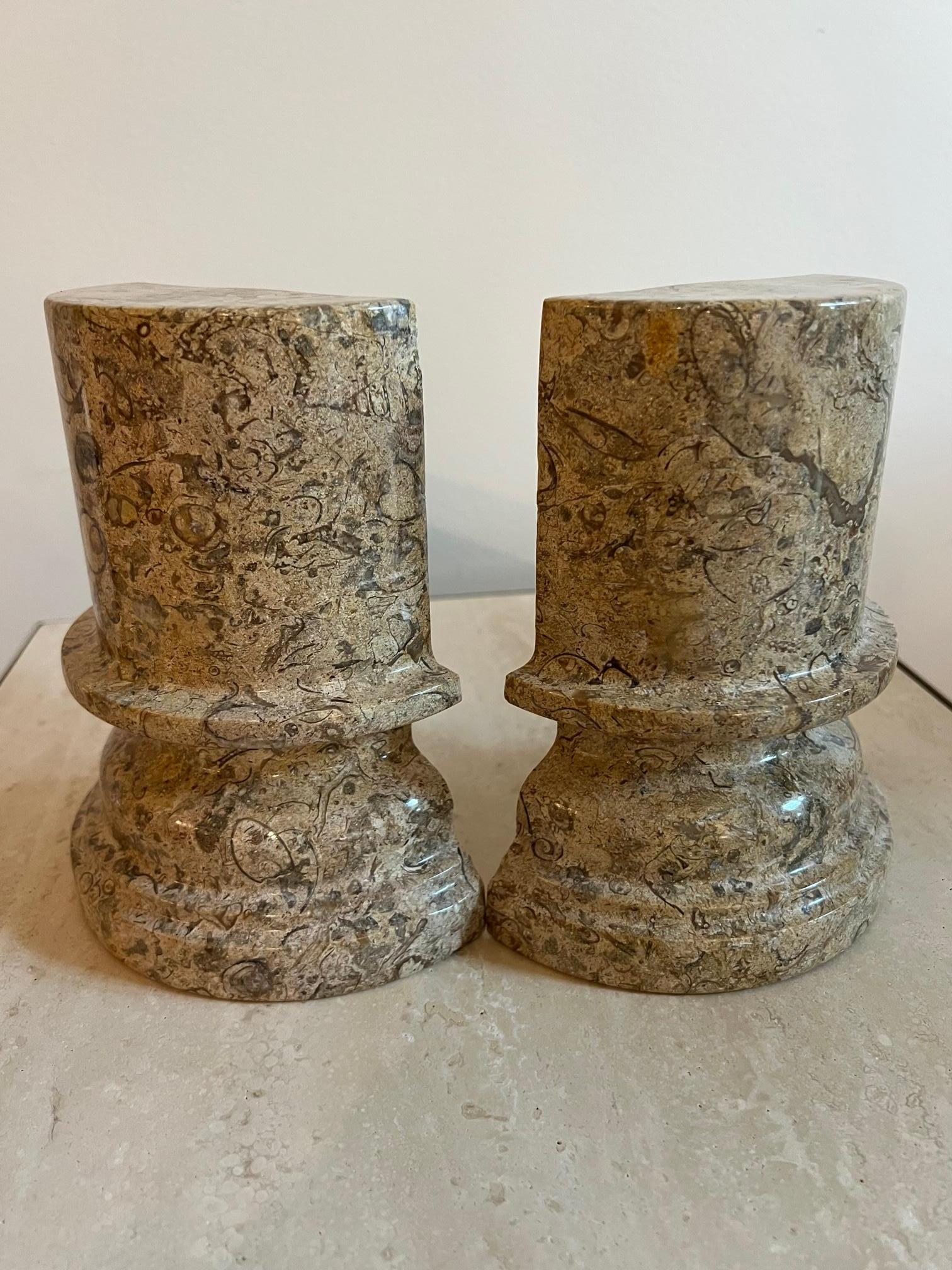Pair of Fossilized Stone Bookends Italy, Circa. 1980  2