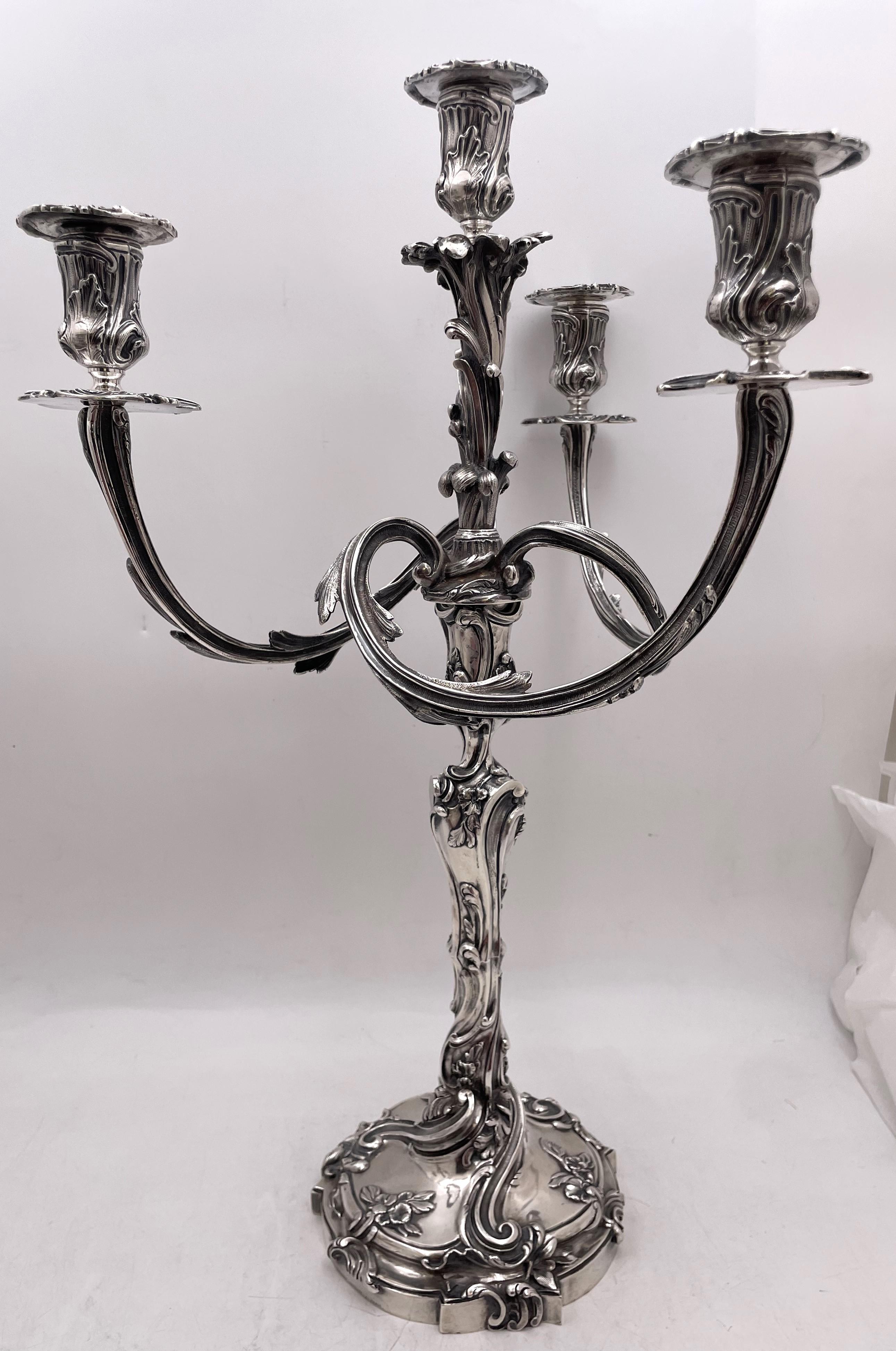 Paar französische Fouquet-Gueudet-Kandelaber aus Sterlingsilber mit 4 Lichtern, um 1865 (Französisch) im Angebot