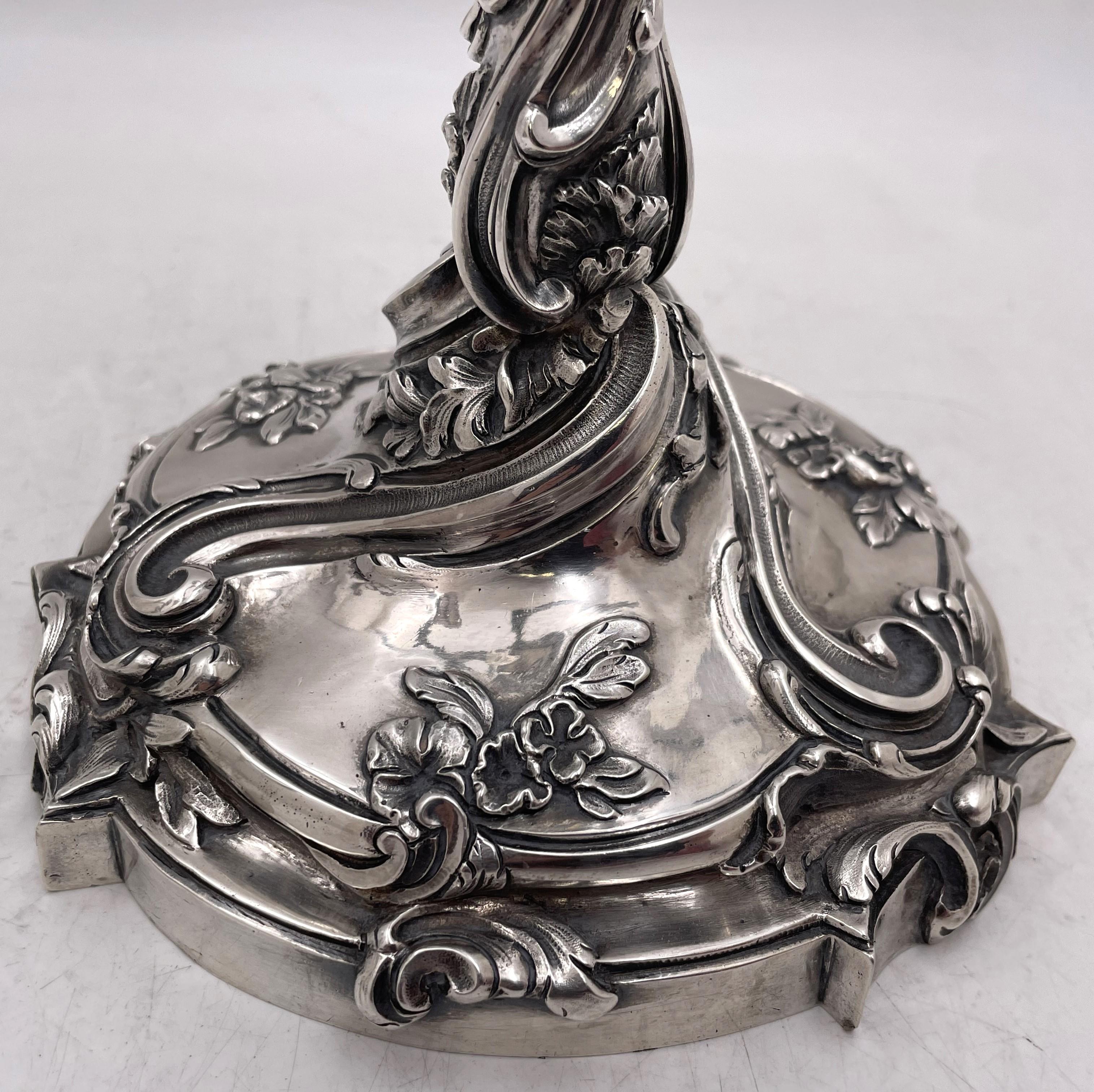 Paar französische Fouquet-Gueudet-Kandelaber aus Sterlingsilber mit 4 Lichtern, um 1865 im Angebot 3