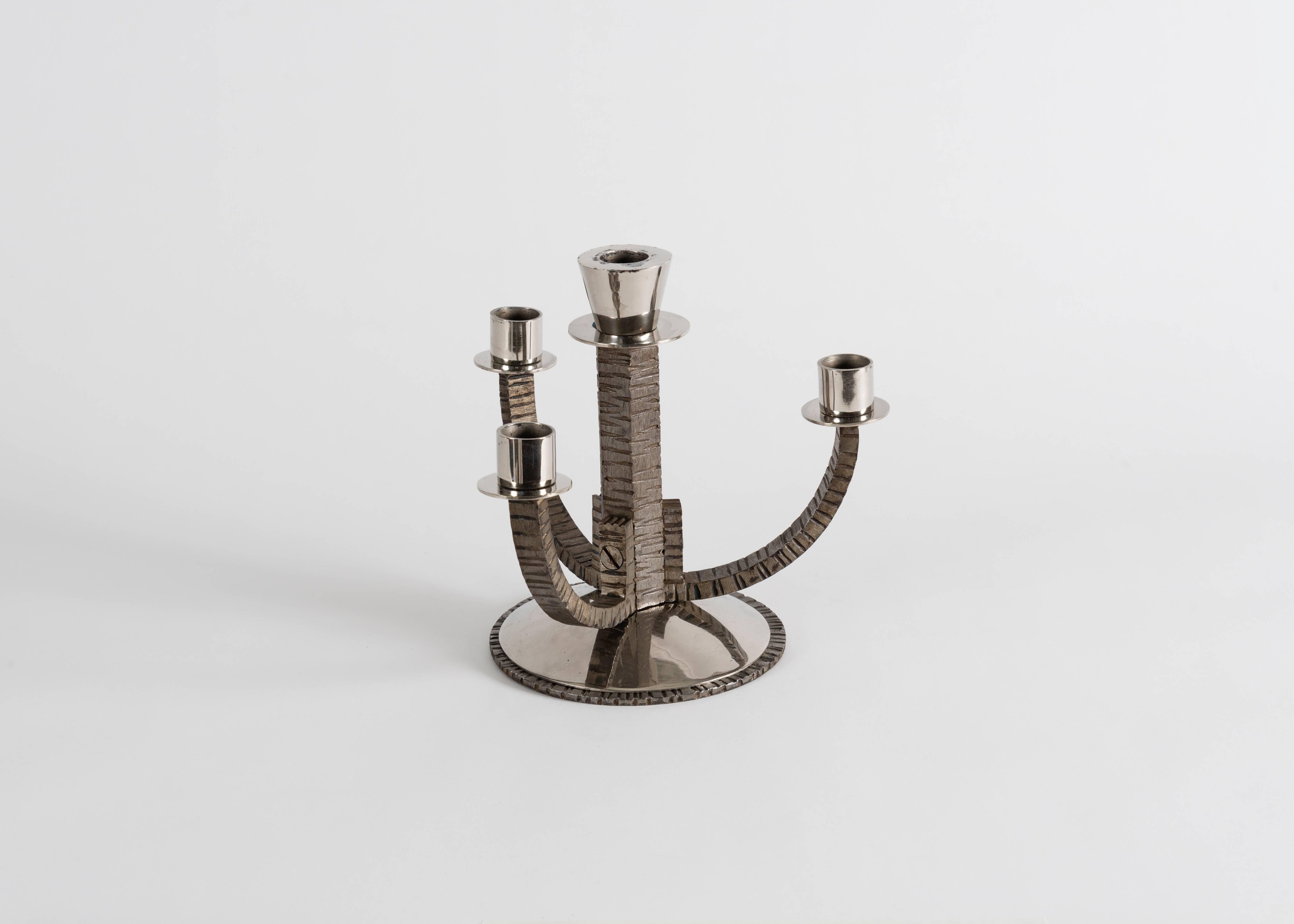 20th Century Pair of Four-Arm Modernist Candlesticks, circa 1930