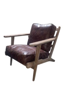 Pair of Four Hands Irondale Brooks Leather Lounge Chairs. U.S.A. 21st Century.