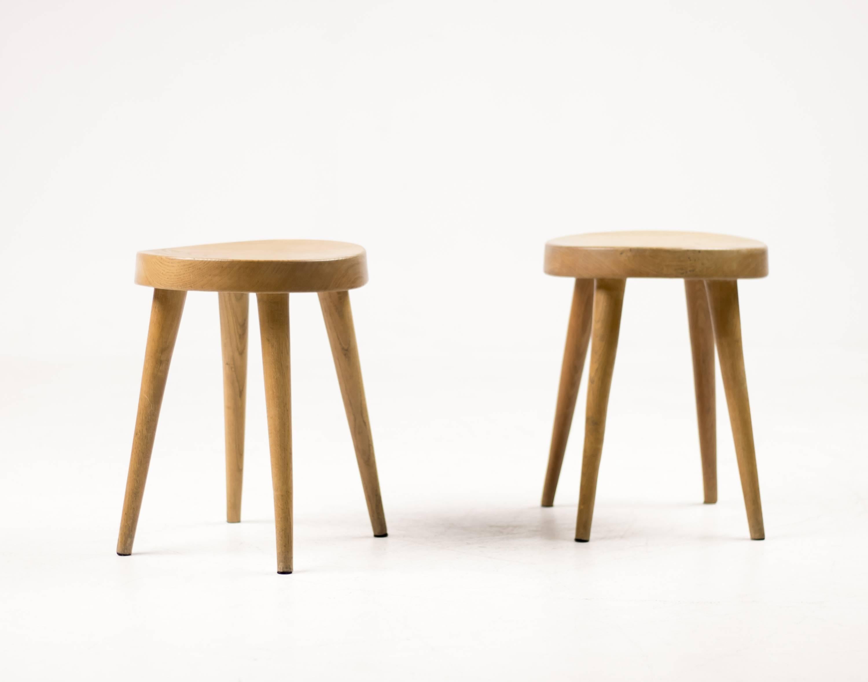 Ash Pair of Four-Leg Stools by Charlotte Perriand for Steph Simon For Sale