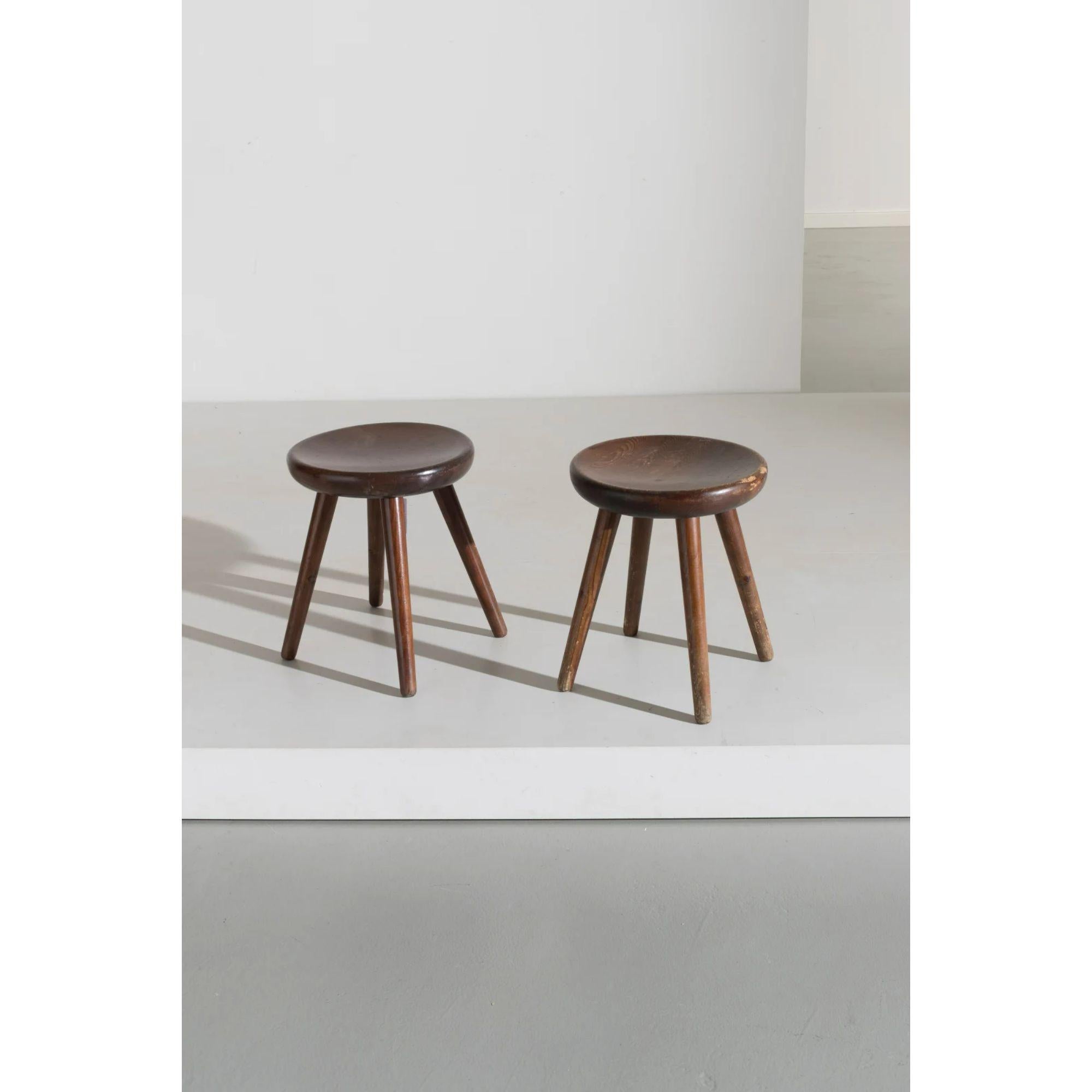 Mid-Century Modern Pair of Four Legged Stools by Charlotte Perriand for Les Arcs For Sale