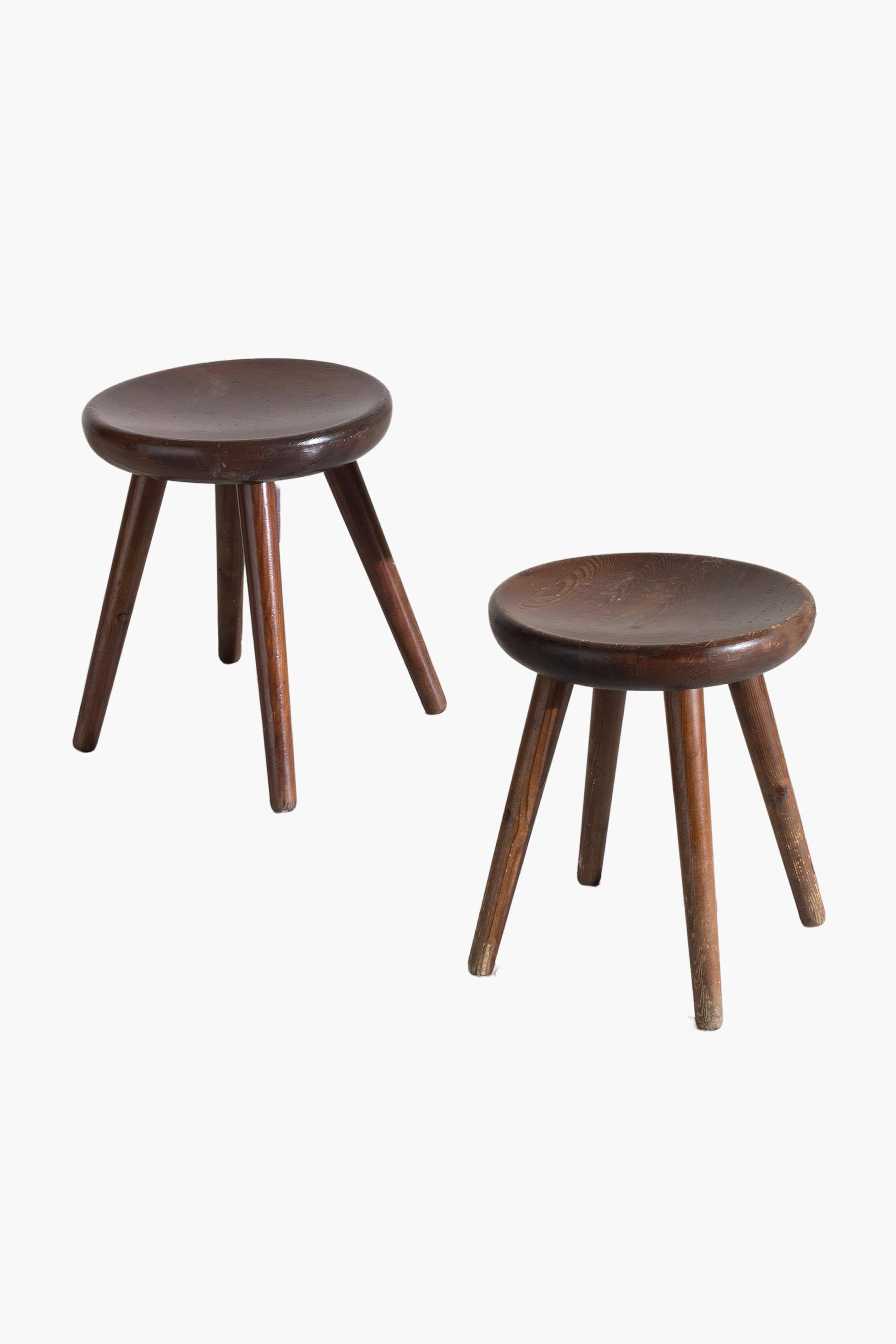 French Pair of Four Legged Stools by Charlotte Perriand for Les Arcs For Sale