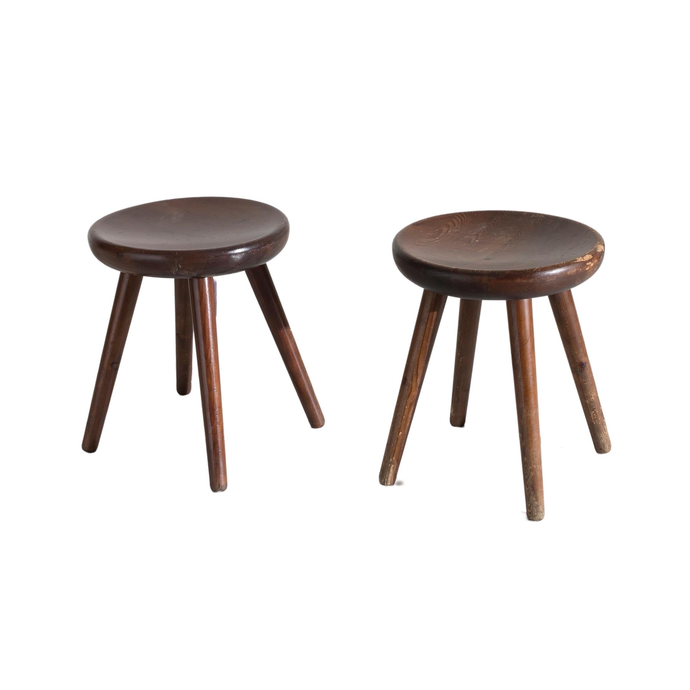 Pair of Four Legged Stools by Charlotte Perriand for Les Arcs In Good Condition For Sale In London, GB