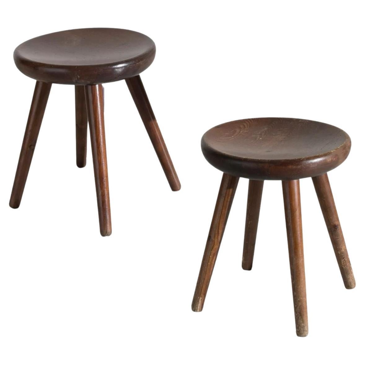 Pair of Four Legged Stools by Charlotte Perriand for Les Arcs For Sale