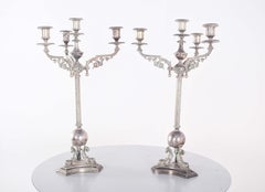Pair of Four Light Candelabra in Metal