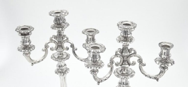 Pair of Four-Light Continental Silver Candelabra In Good Condition For Sale In New York, NY