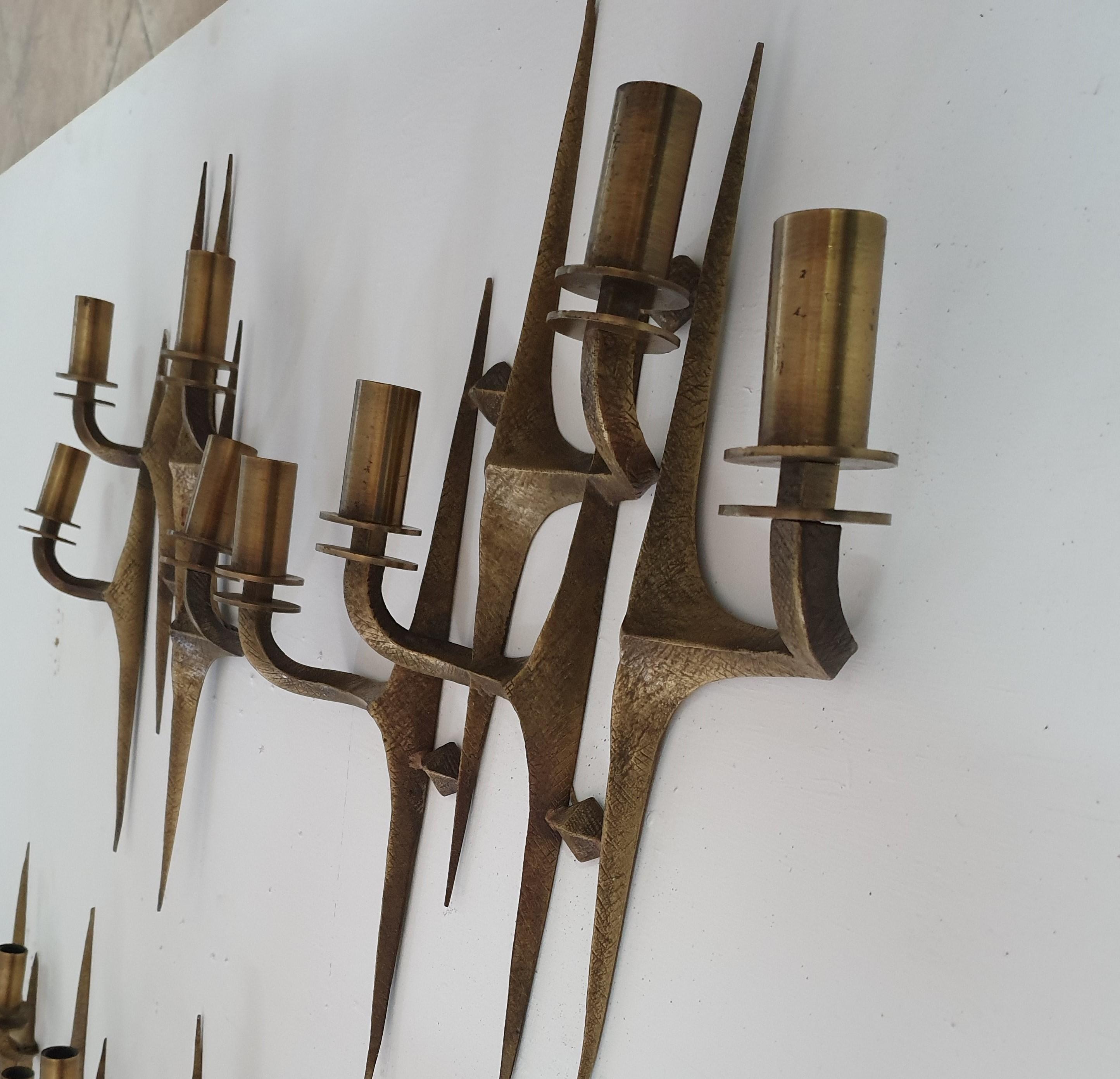 Pair of Four Light Mid-Century Modern Brutalist Sconces, Italy, circa 1960s In Good Condition For Sale In Merida, Yucatan