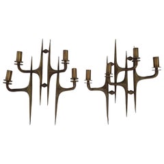 Vintage Pair of Four Light Mid-Century Modern Brutalist Sconces, Italy, circa 1960s