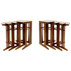 Pair of Four Nesting Mahogany Corner Tables, Bach, 1903 Gustave Serrurier-Bovy 