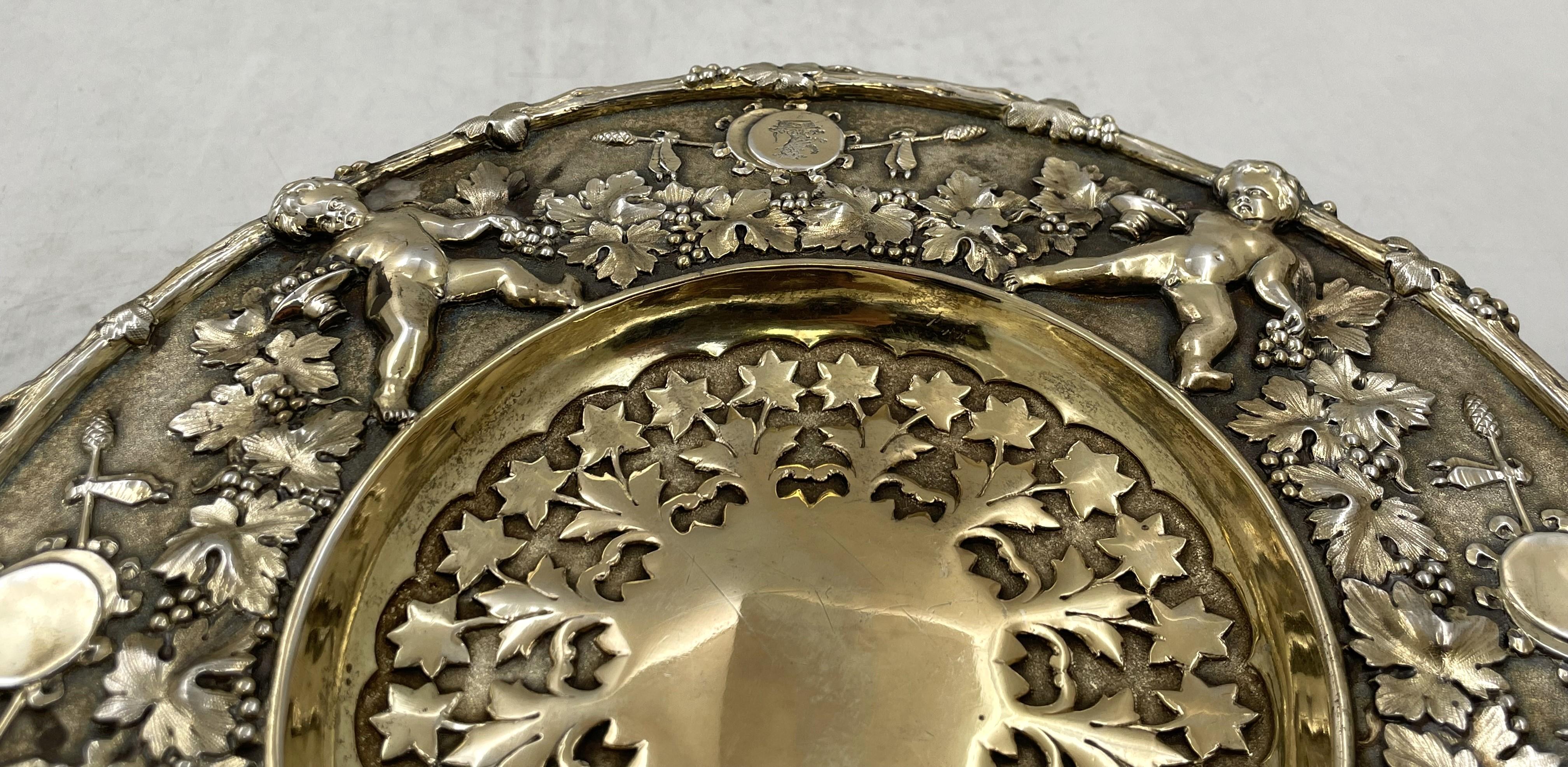 Pareja de Tazzas/ Compoteros Victorianos de Plata de Ley Dorada Inglesa Fox 1848 Dorado