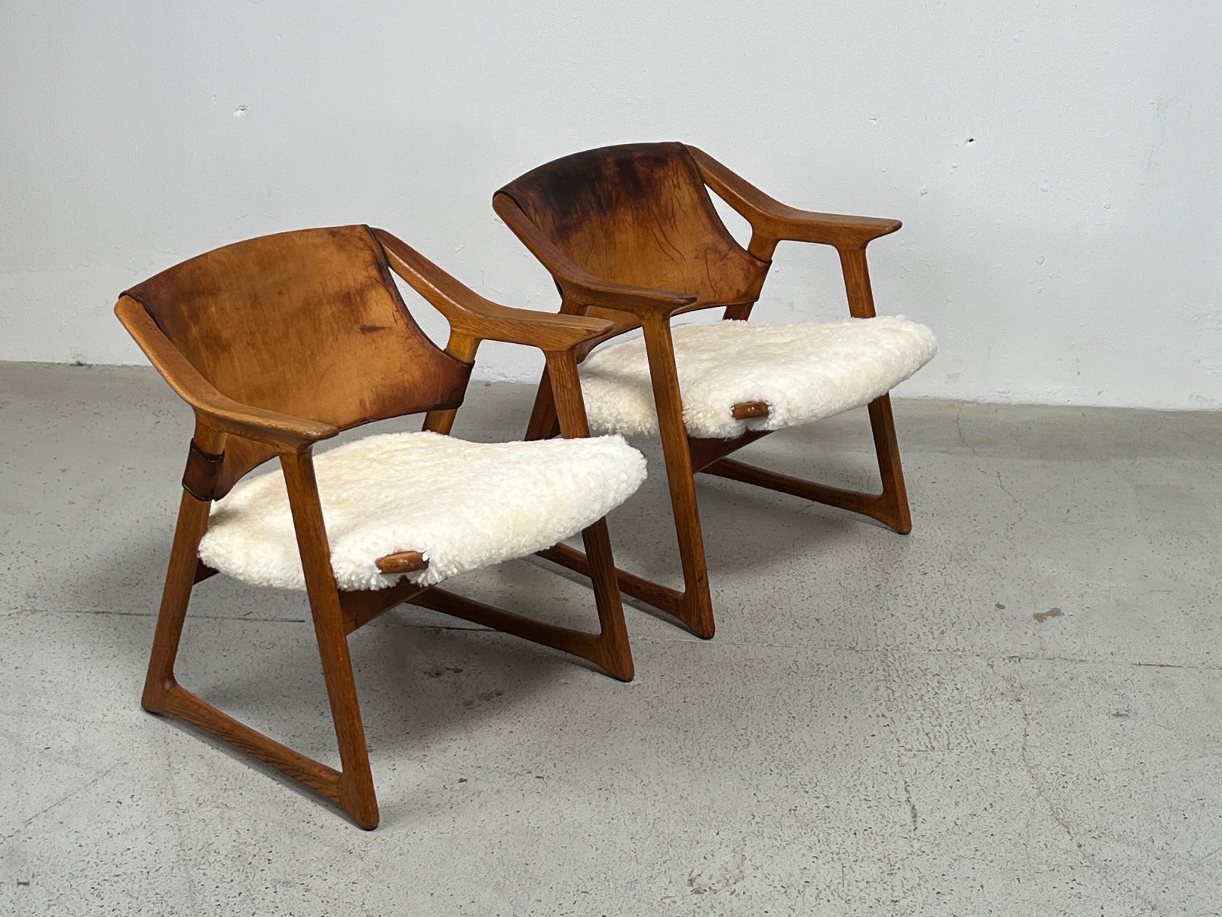 Pair of Fox Chairs by Rolf Hesland  For Sale 9