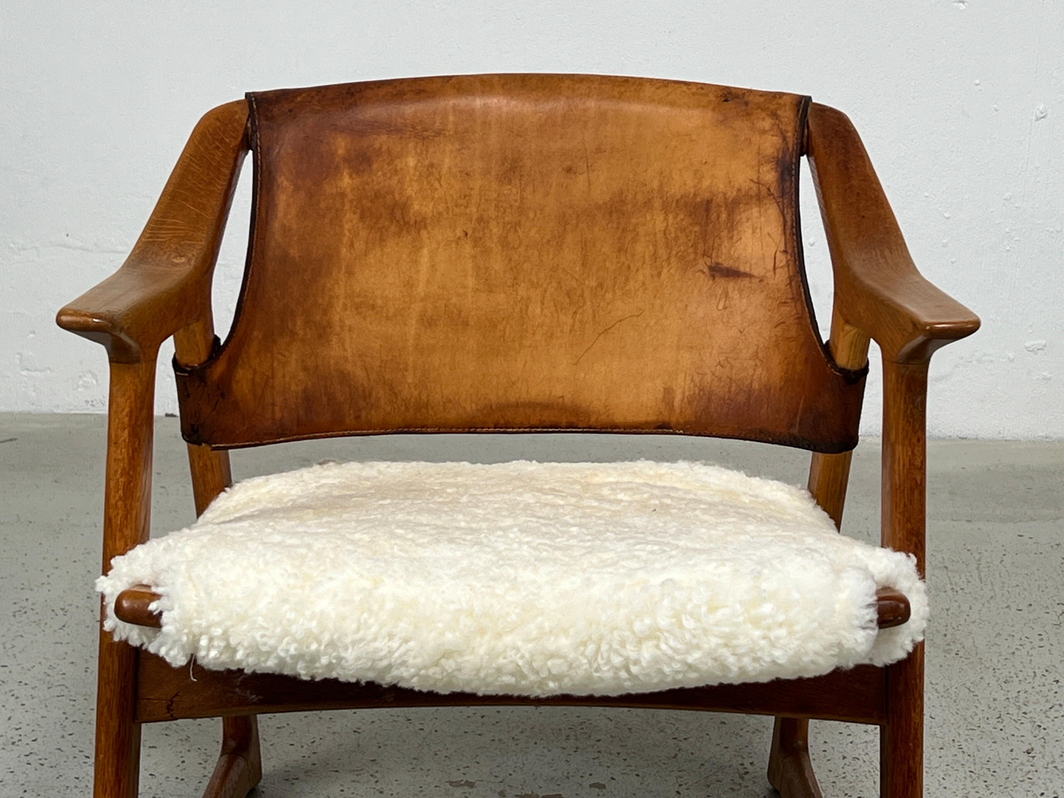 Leather Pair of Fox Chairs by Rolf Hesland  For Sale