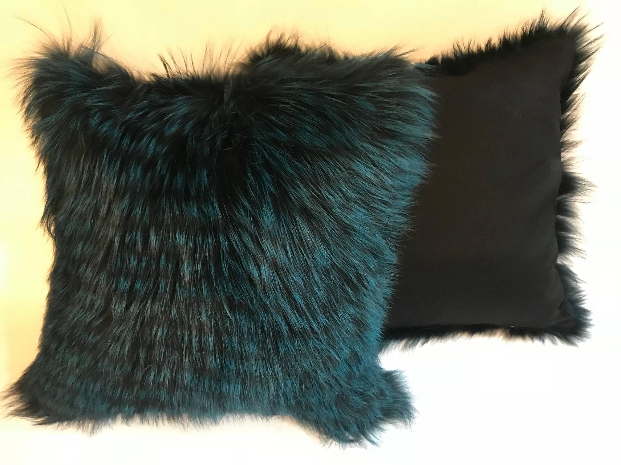 Contemporary Pair of Fox Fur Pillows For Sale