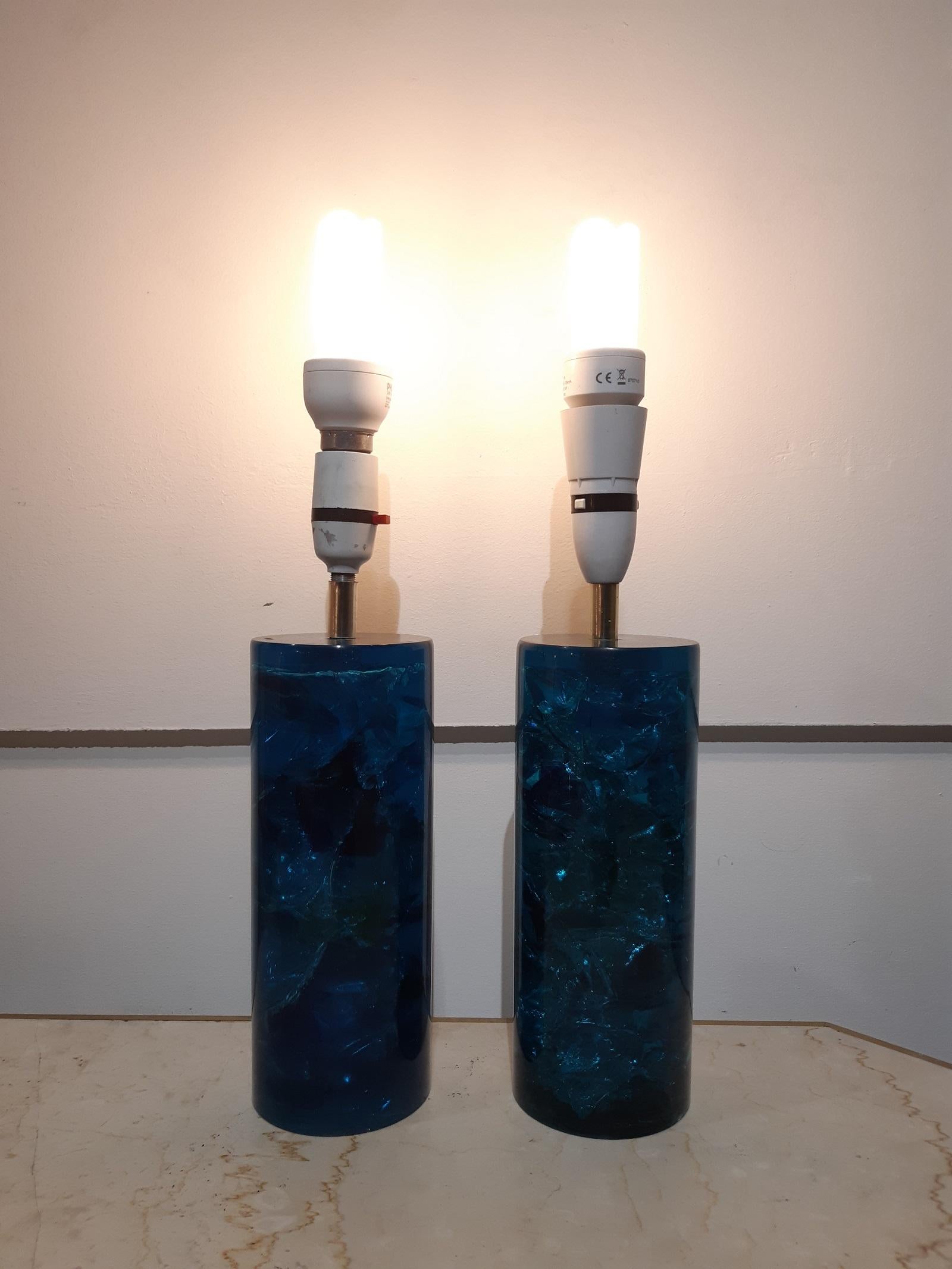 Set of 3 Fractal Resin Table Lamps, 1970s For Sale 9