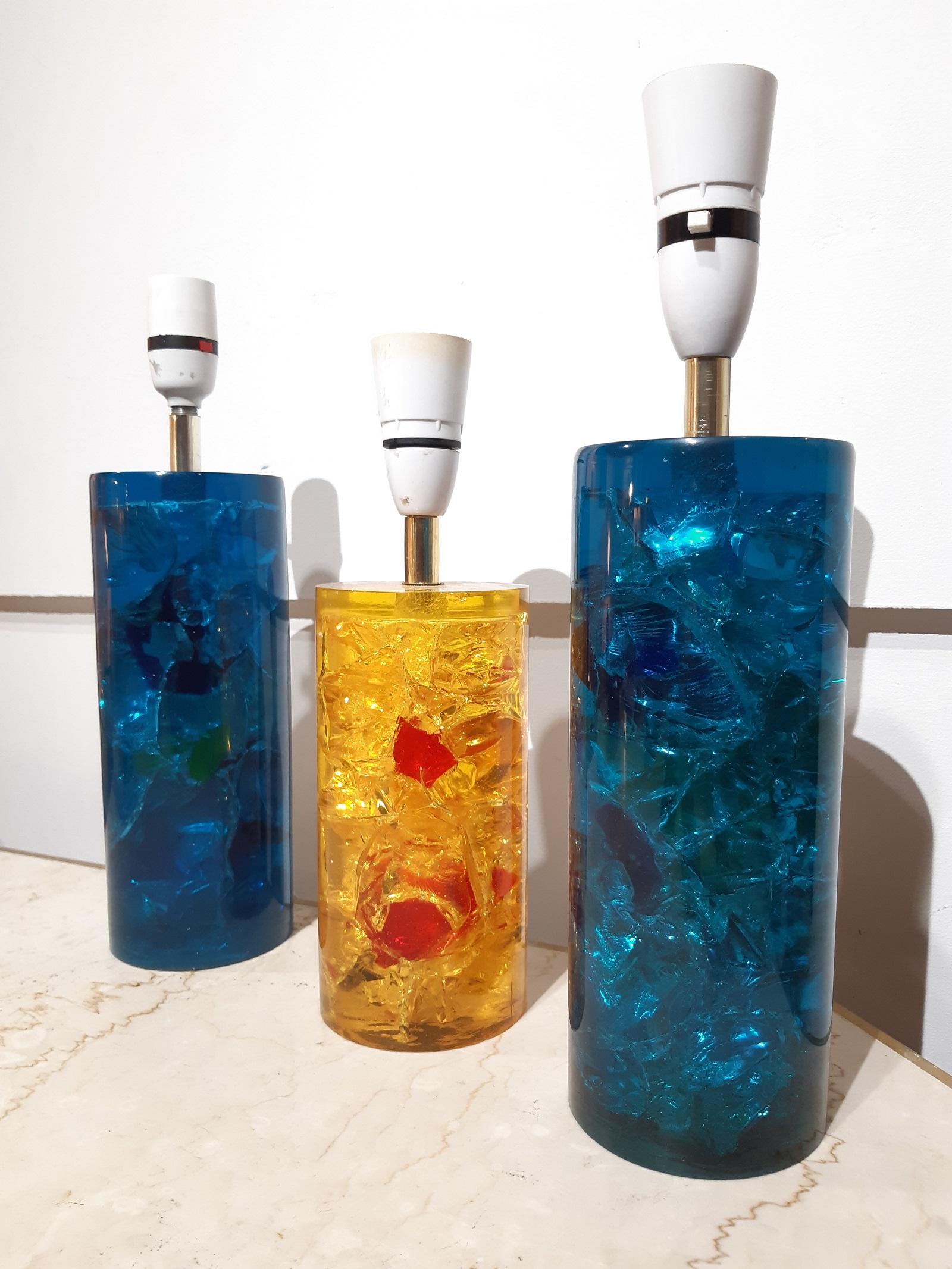 Set of 3 Fractal Resin Table Lamps, 1970s For Sale 10