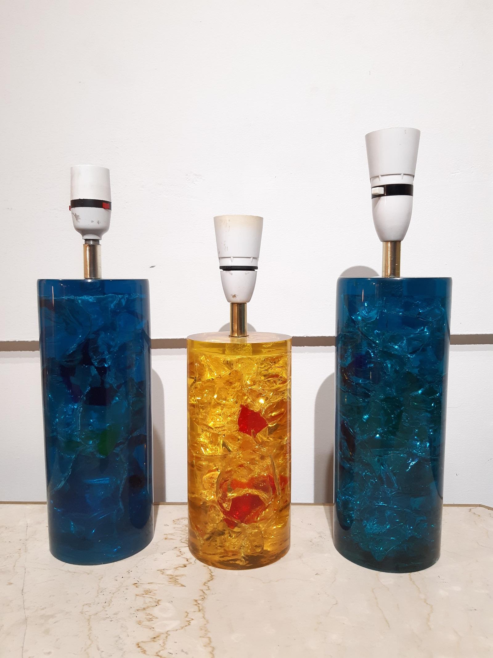 Set of 3 Fractal Resin Table Lamps, 1970s For Sale 11