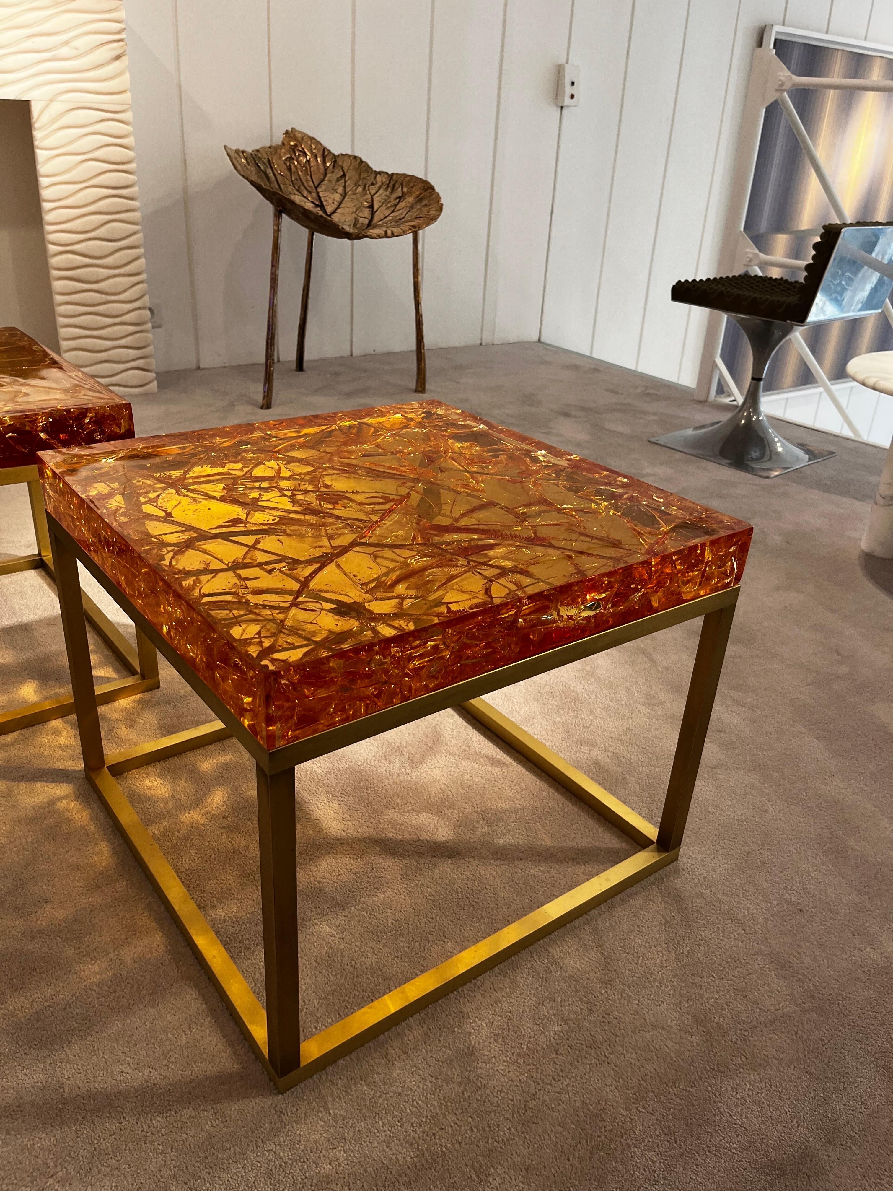 Pair Of Fractal Resin Tables By Giraudon For Sale 3