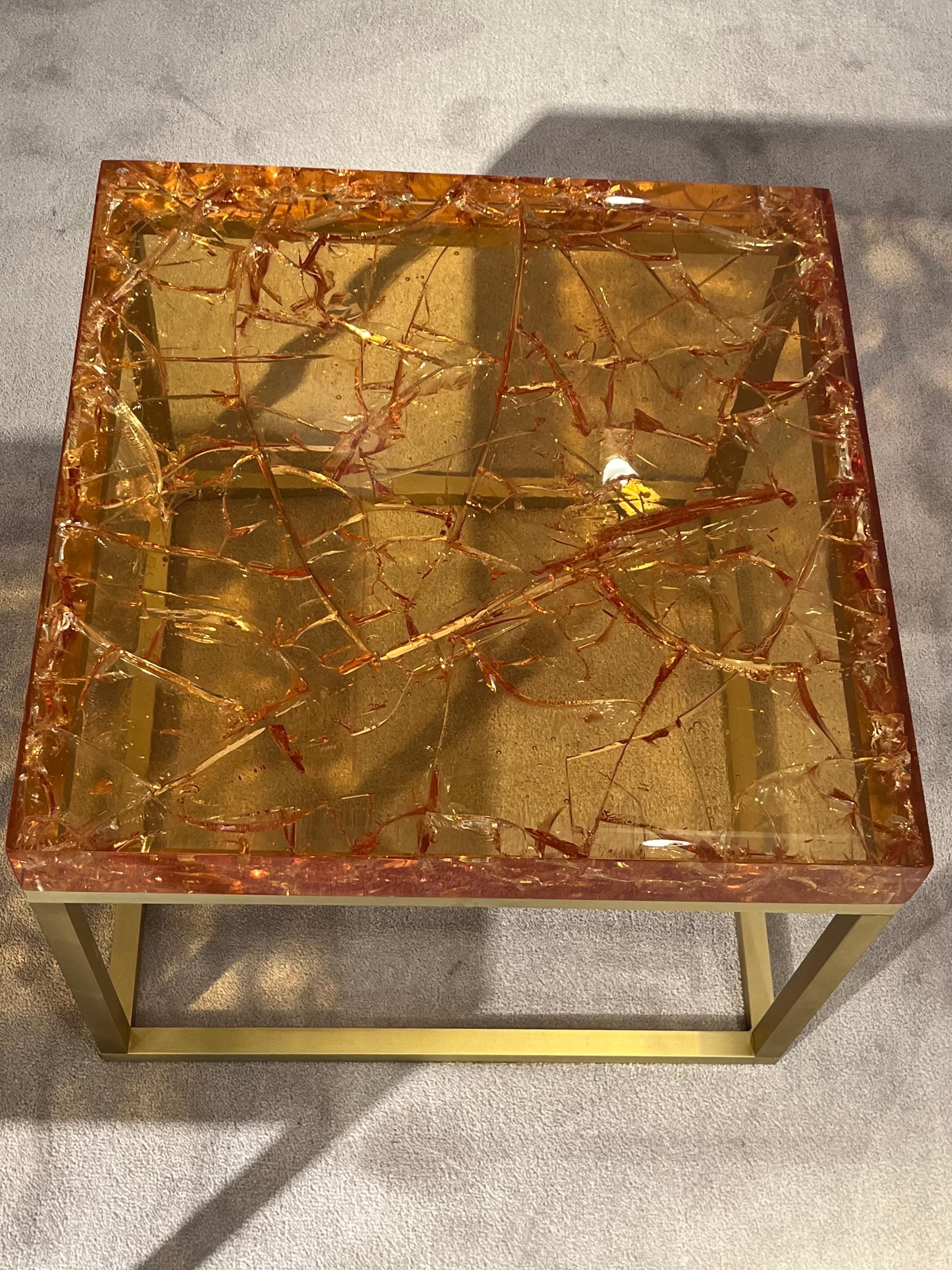 Mid-Century Modern Pair Of Fractal Resin Tables By Giraudon For Sale